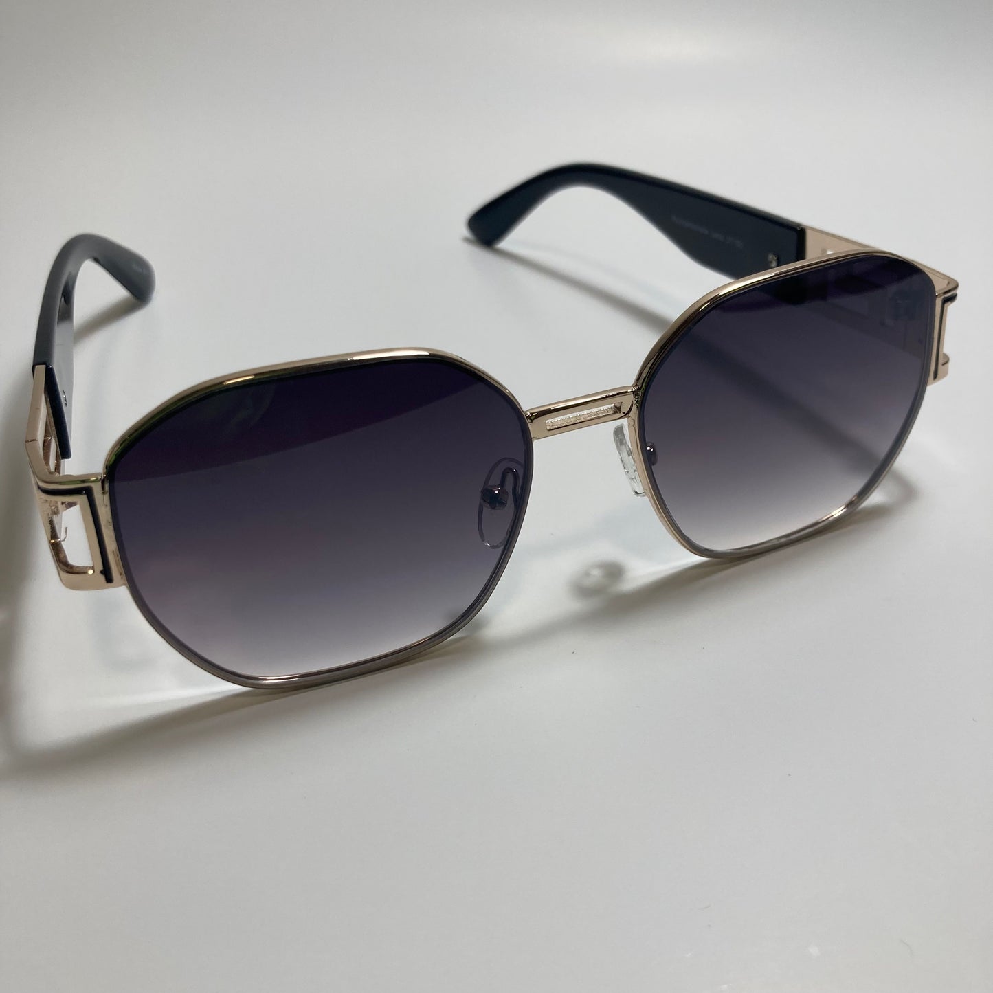 mens and womens black and gold square sunglasses