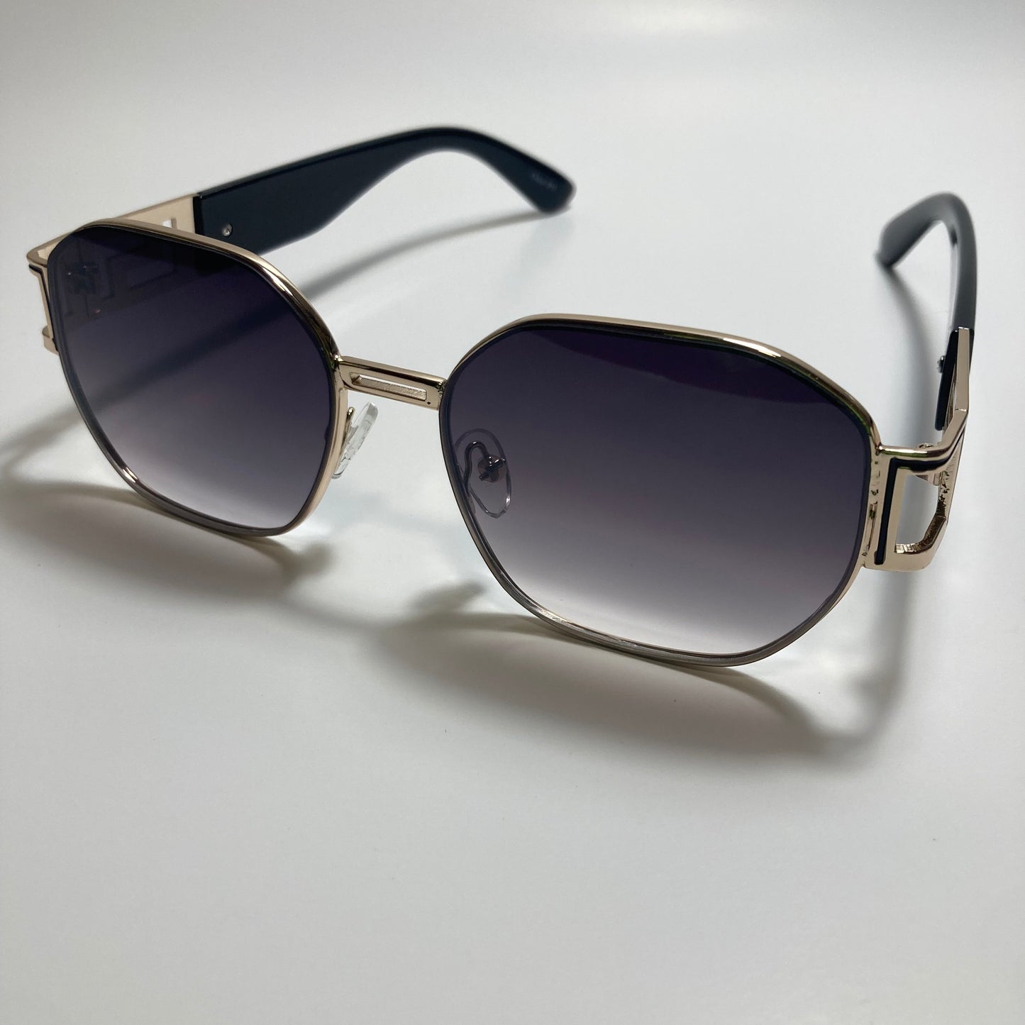 mens and womens black and gold square sunglasses