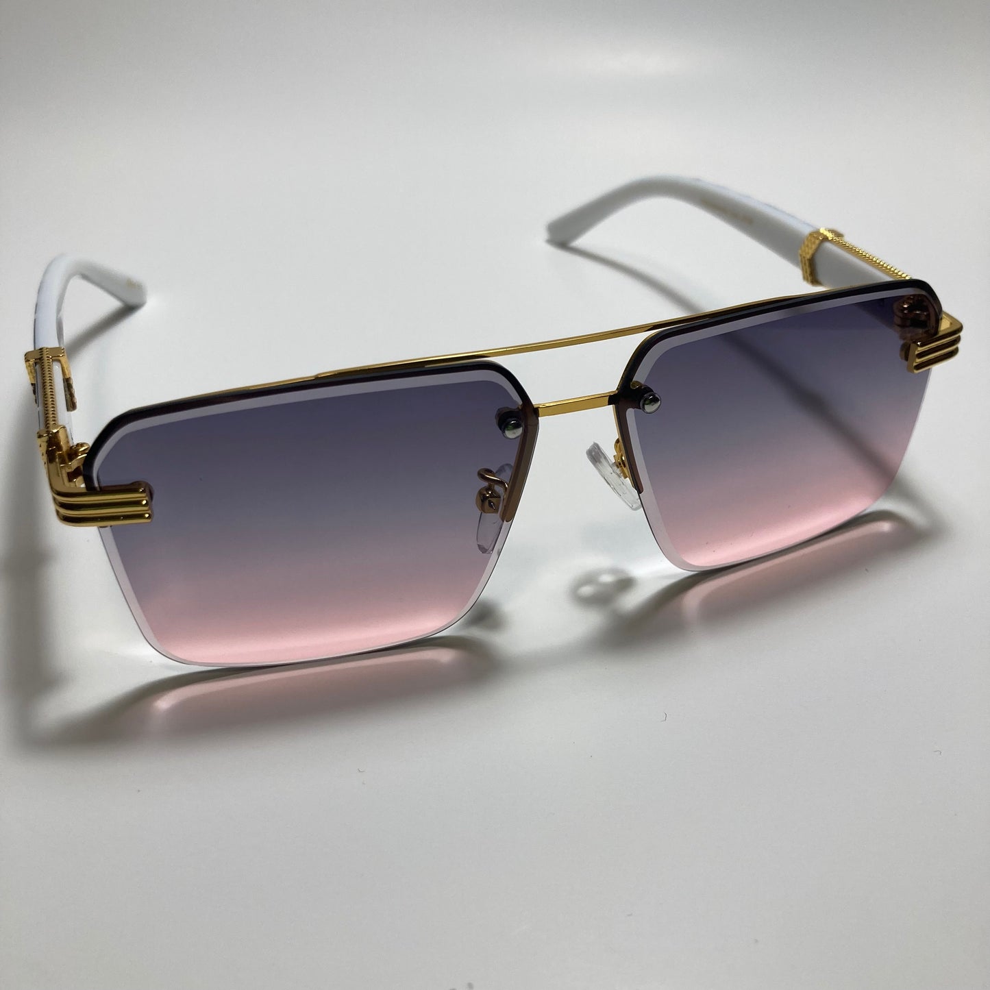 womens white pink and gold mirrored aviator sunglasses
