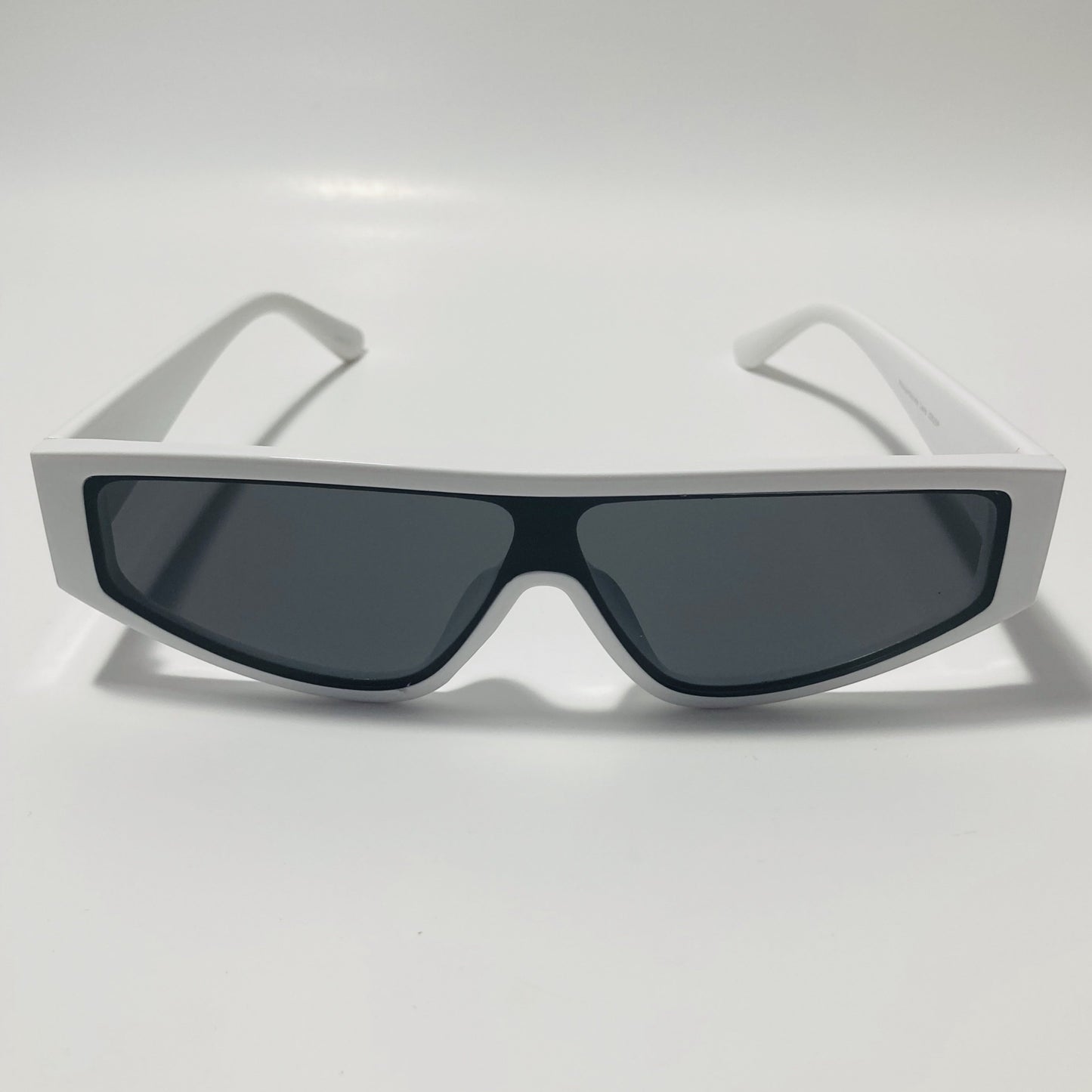 mens and womens white futuristic sunglasses with black lenses