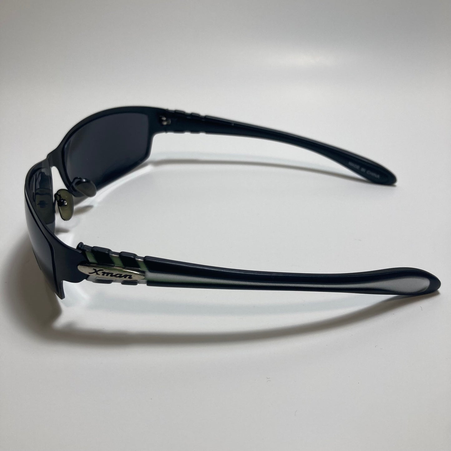 mens and womens black metal wrap around sunglasses