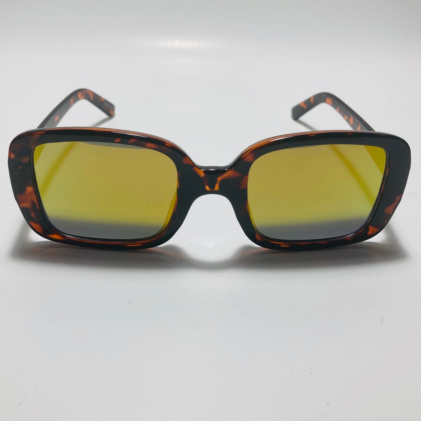 womens brown and green mirrored square sunglasses