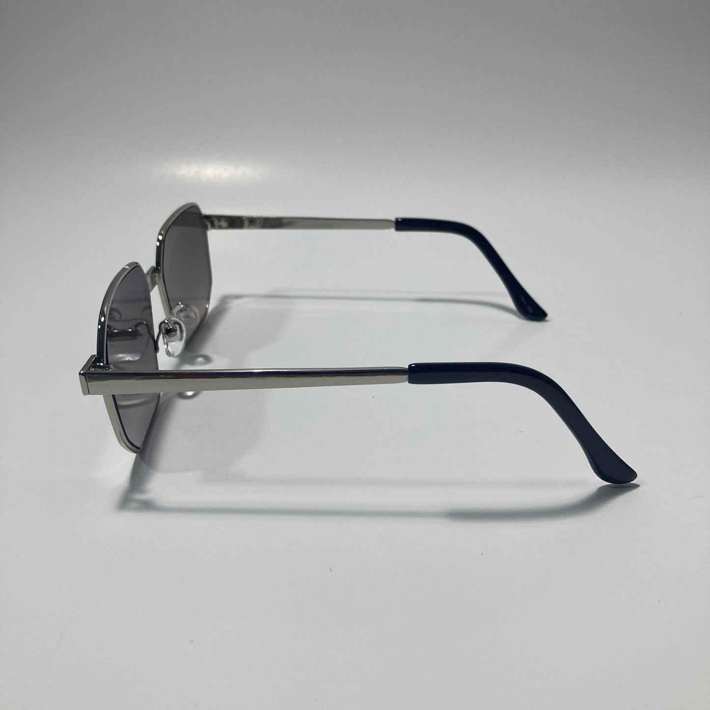 mens and womens silver and gray square sunglasses
