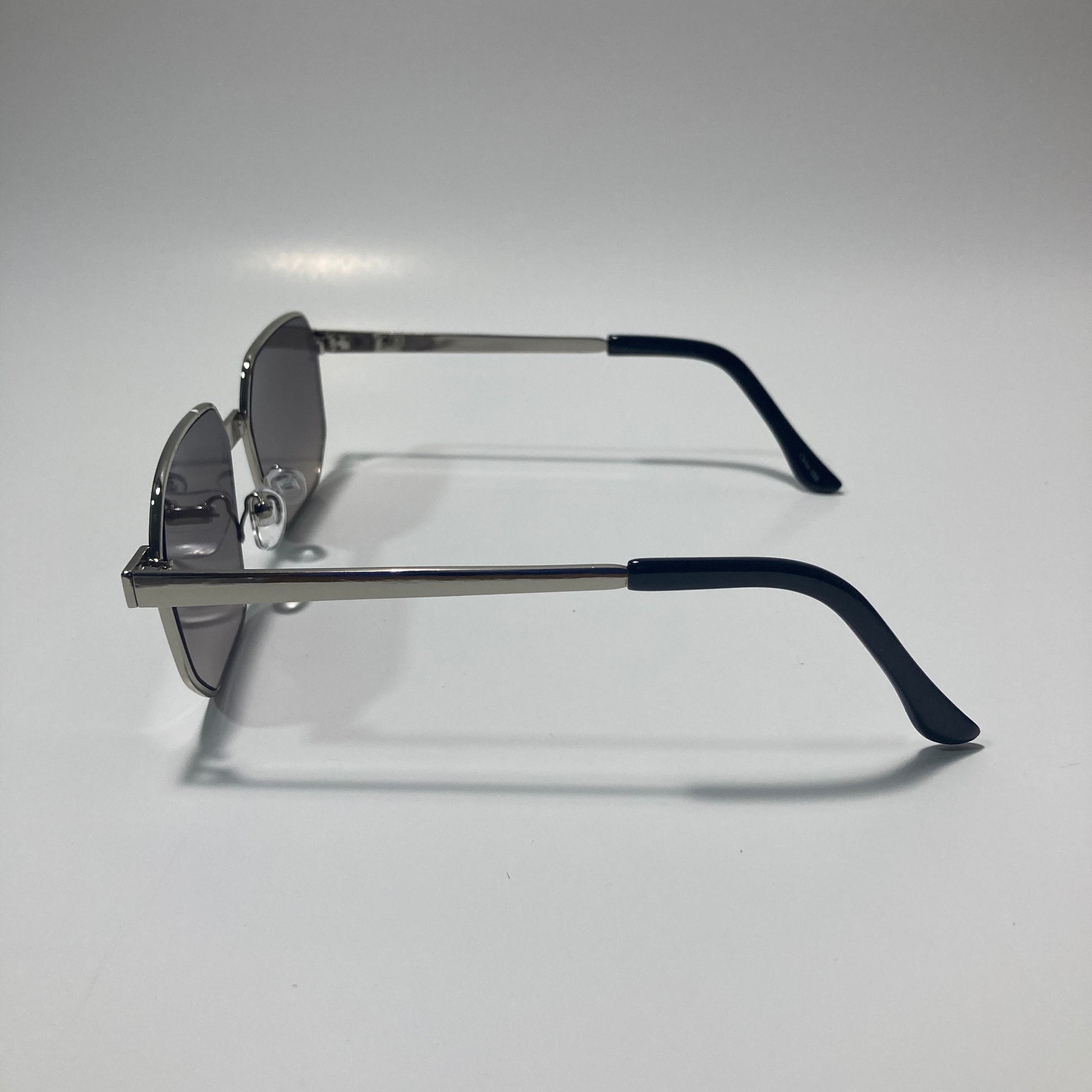 mens and womens silver and gray square sunglasses