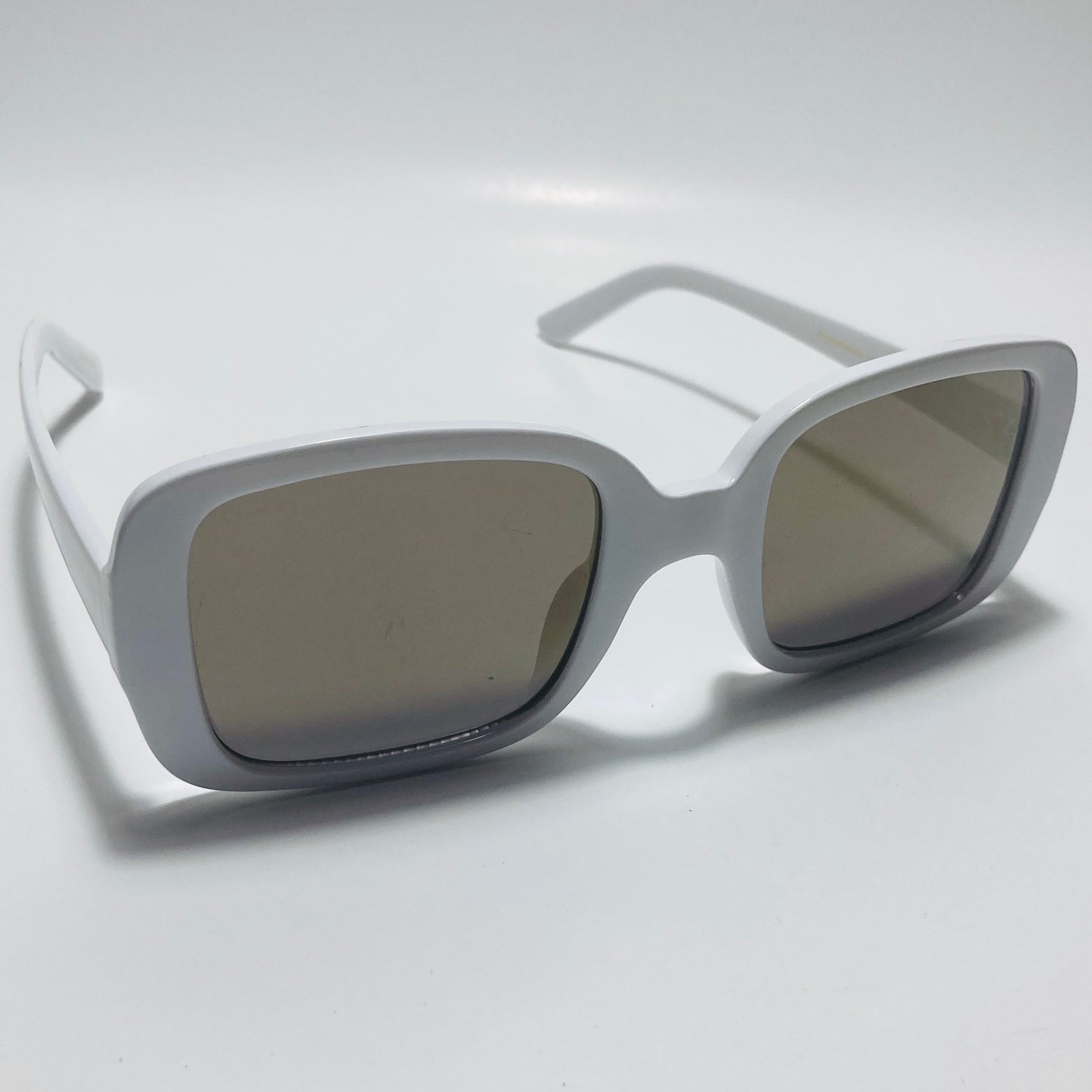 womens white and gray mirrored square sunglasses