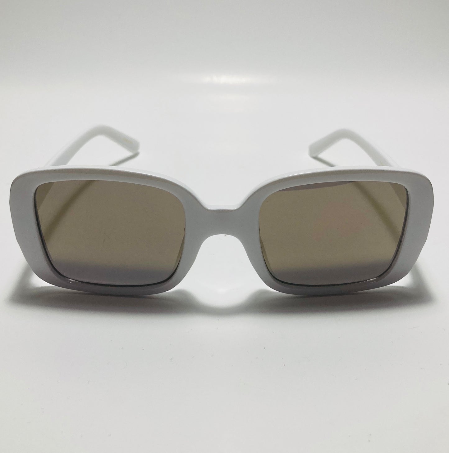 womens white and gray mirrored square sunglasses