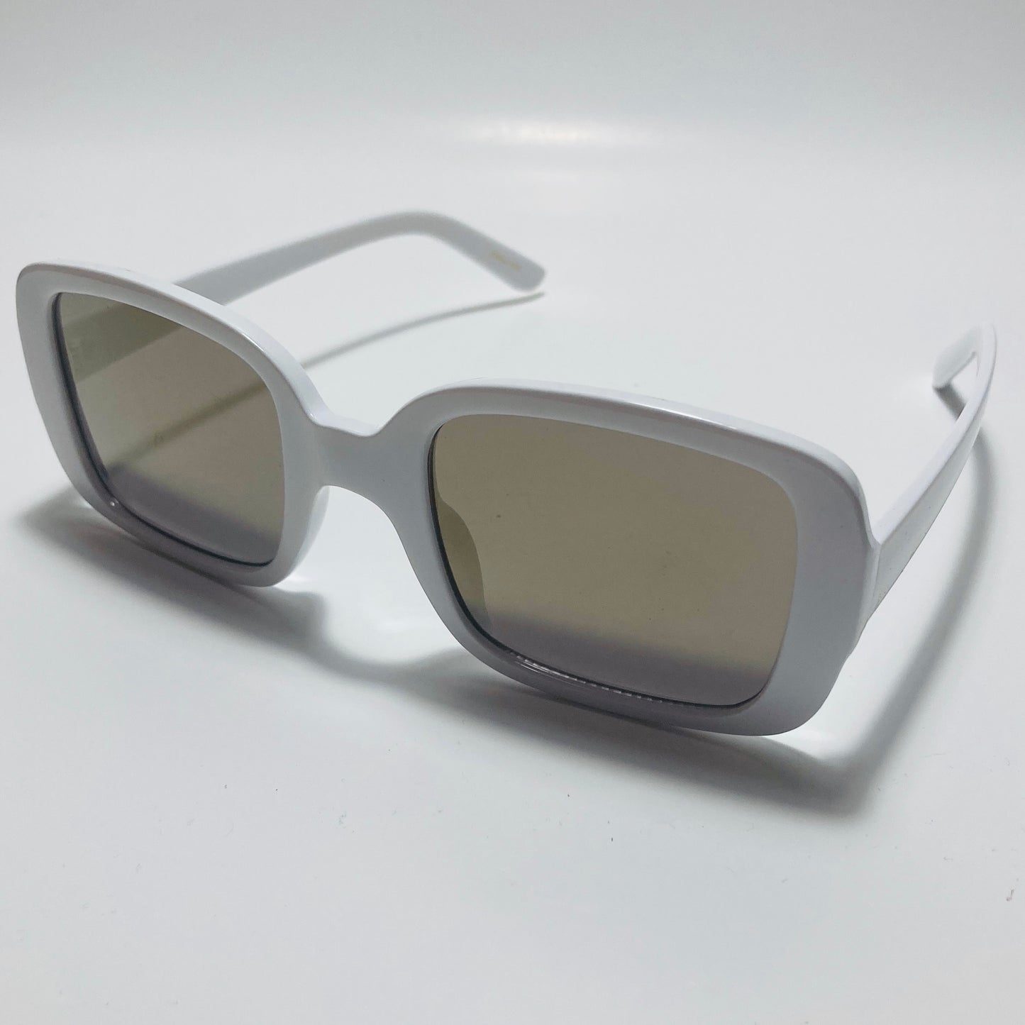 womens white and gray mirrored square sunglasses