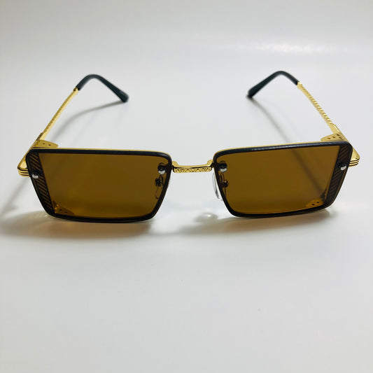 mens and womens brown and gold side shield square sunglasses