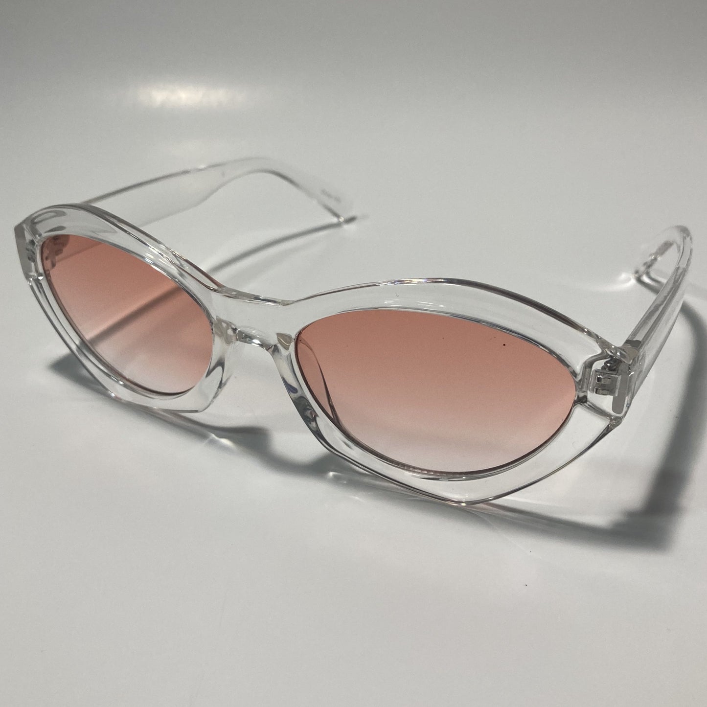 womens clear and pink cat eye sunglasses