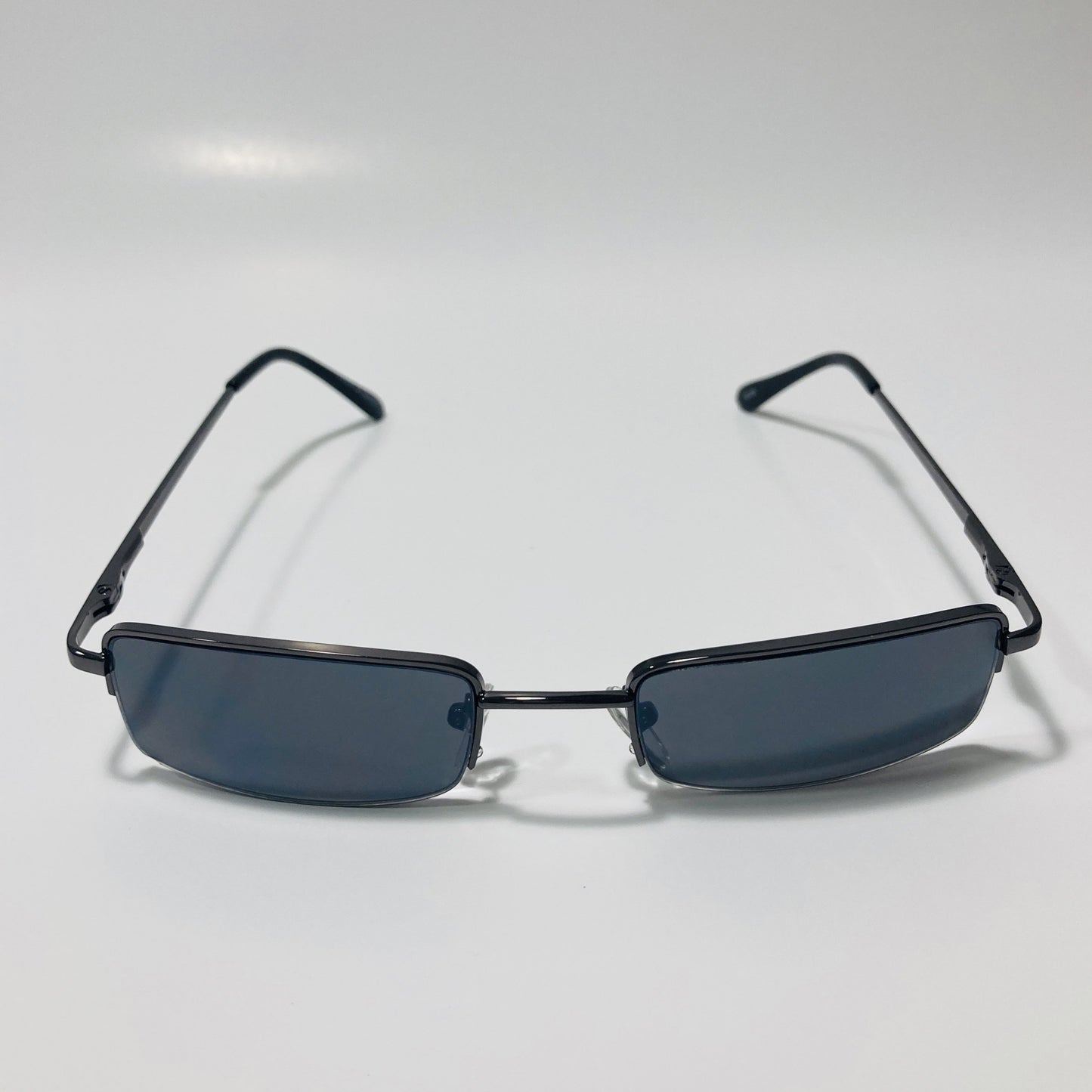 womens and mens black metal square sunglasses