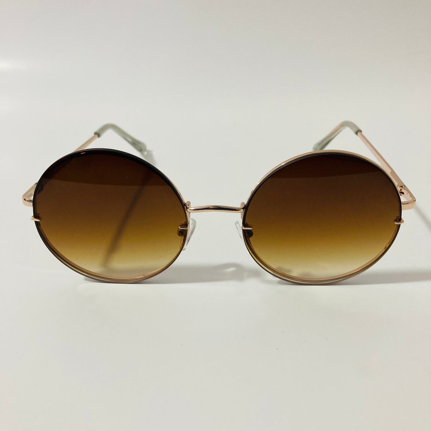 womens brown and gold oversize round sunglasses