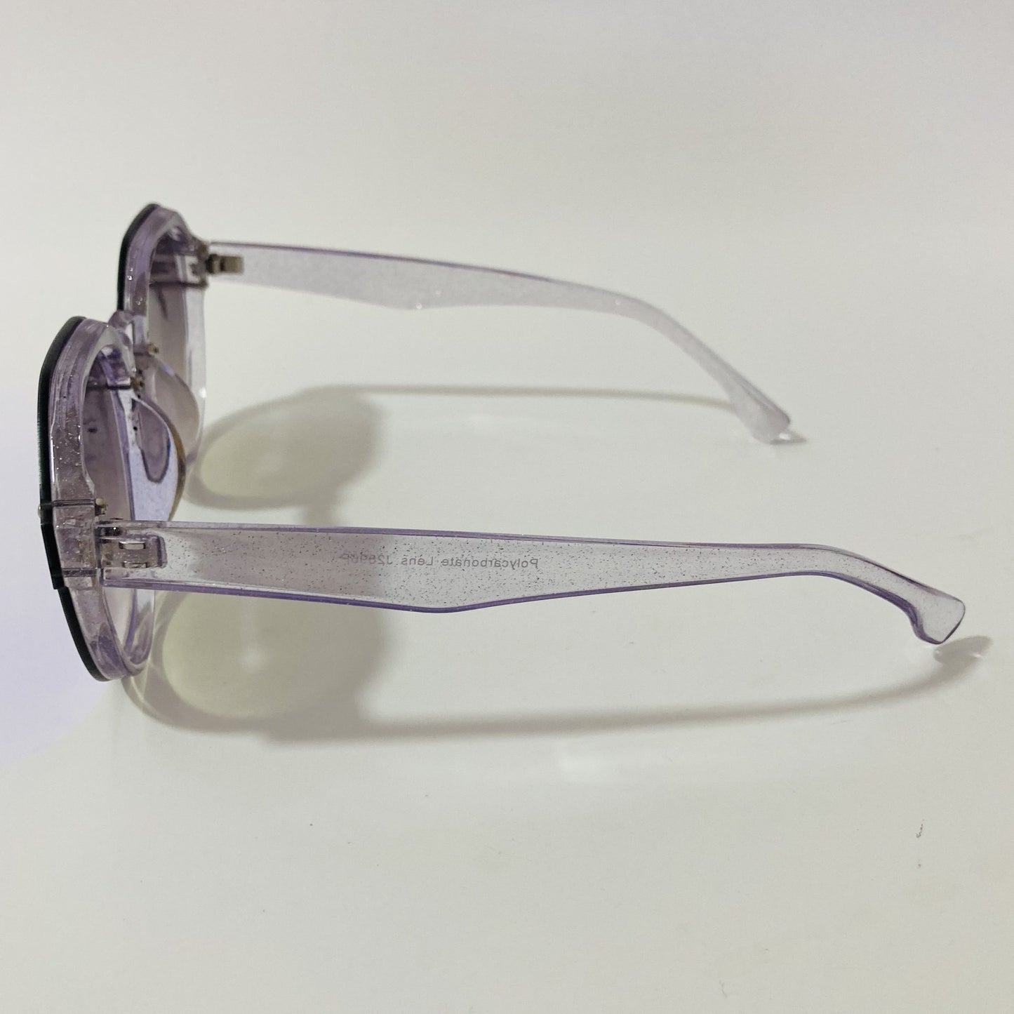 womens blue and white mirrored round glitter sunglasses