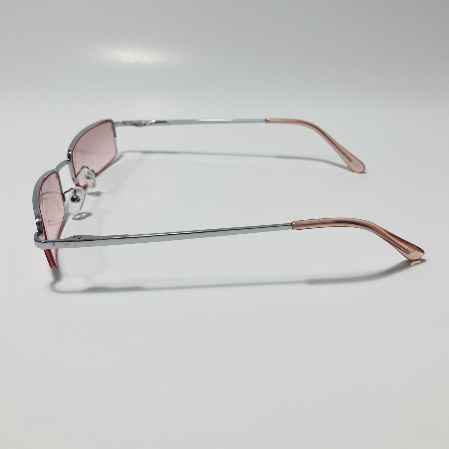 womens and mens pink and silver metal square sunglasses