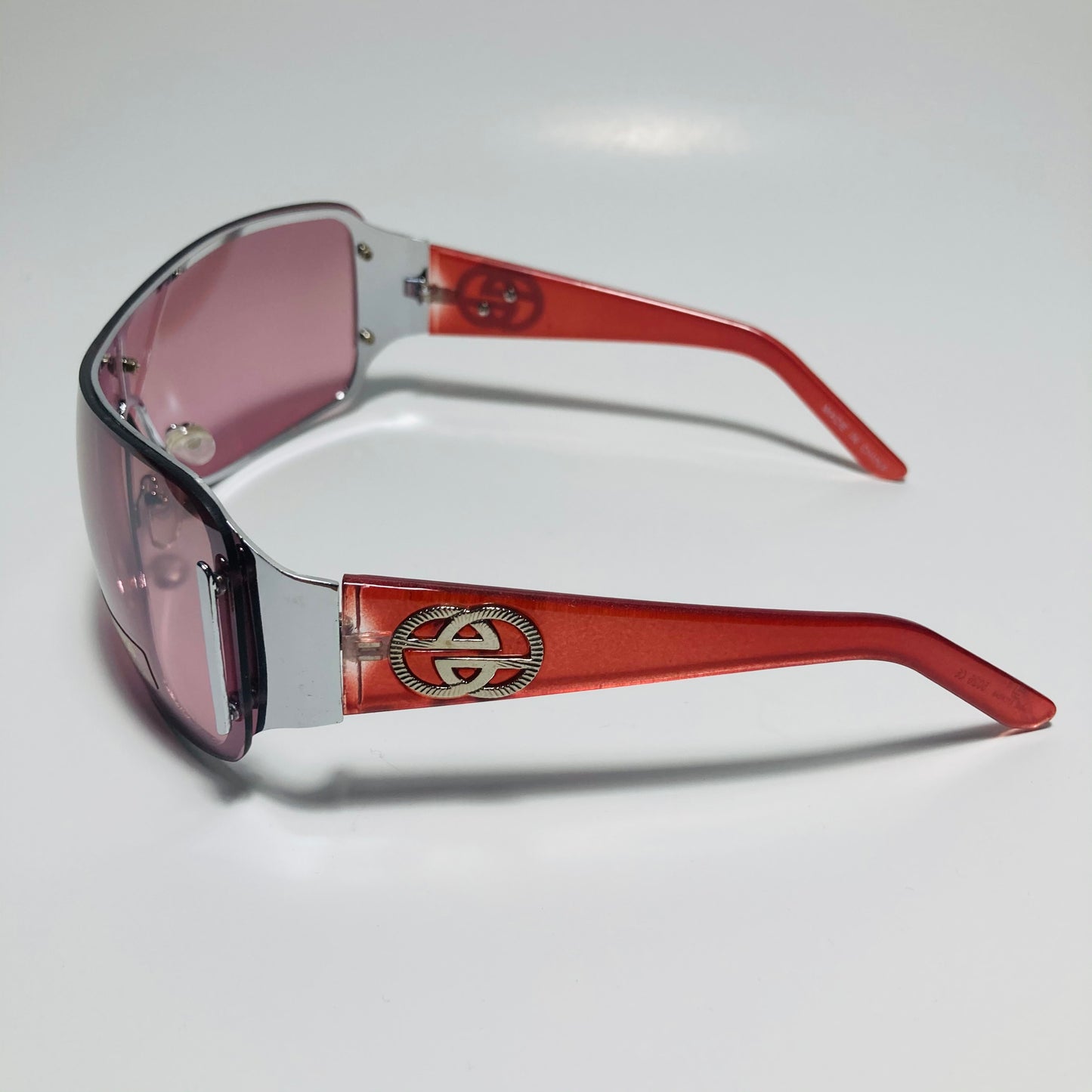 womens pink and silver shield y2k sunglasses