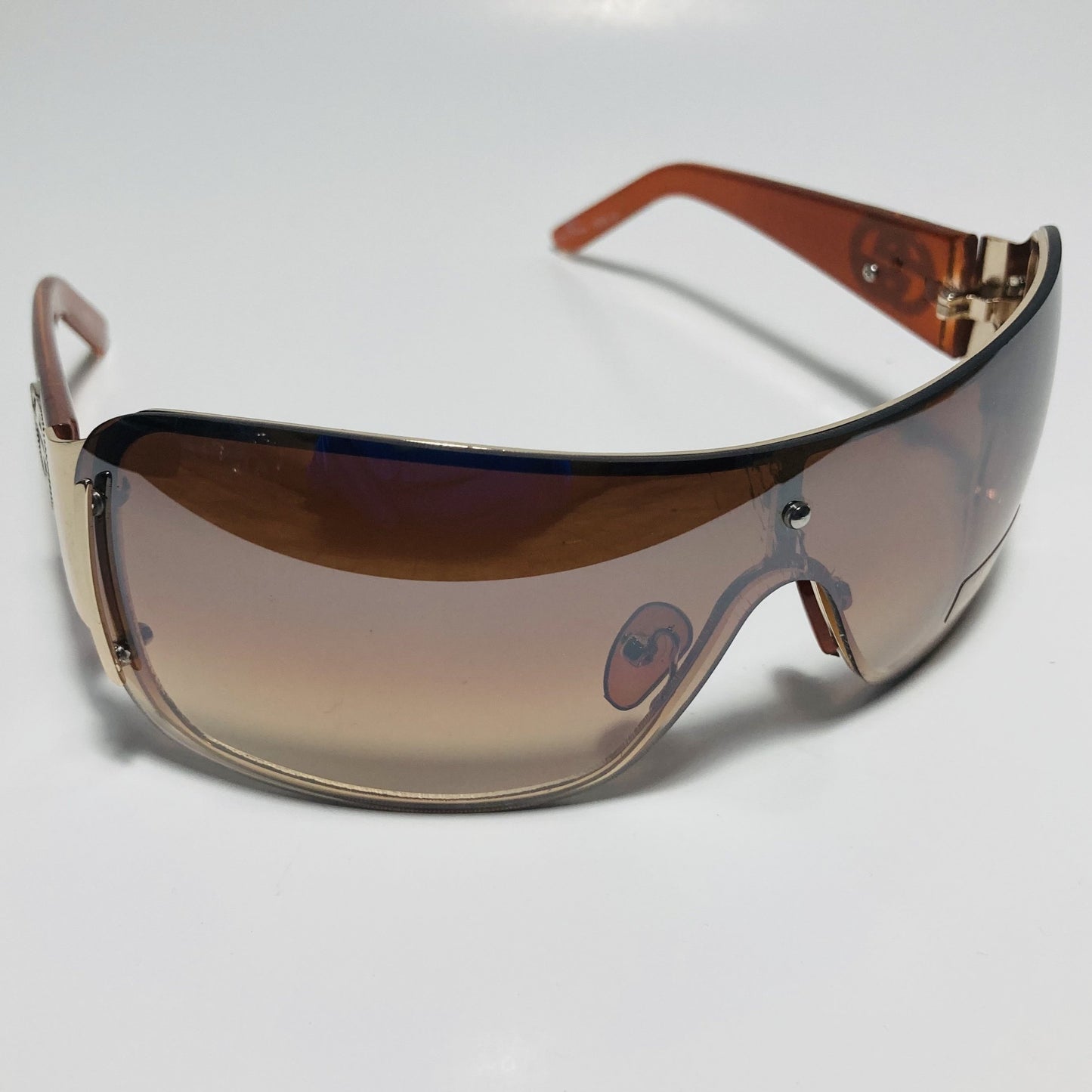 womens brown and gold shield y2k sunglasses