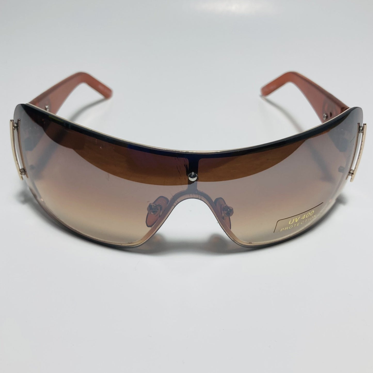 womens brown and gold shield y2k sunglasses