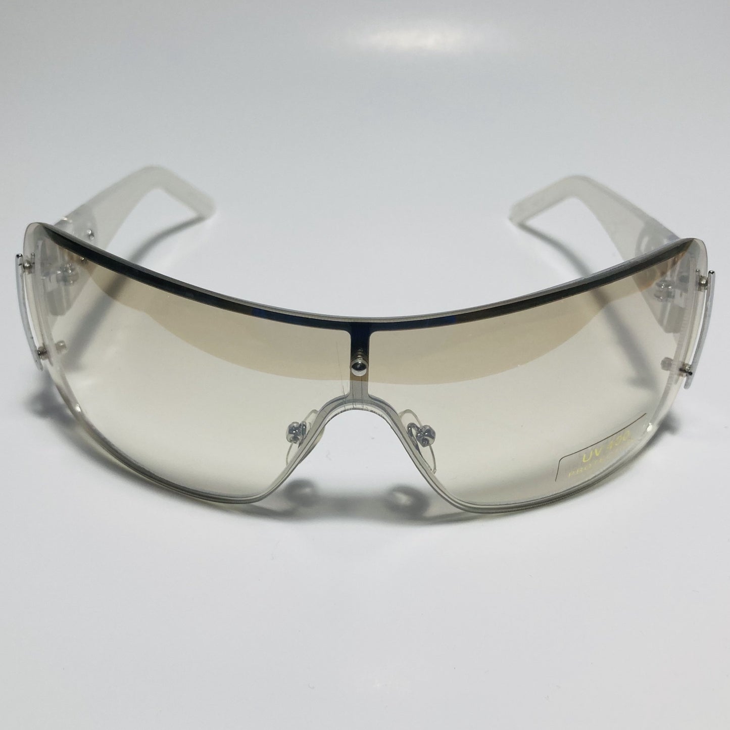 womens white and silver shield y2k sunglasses