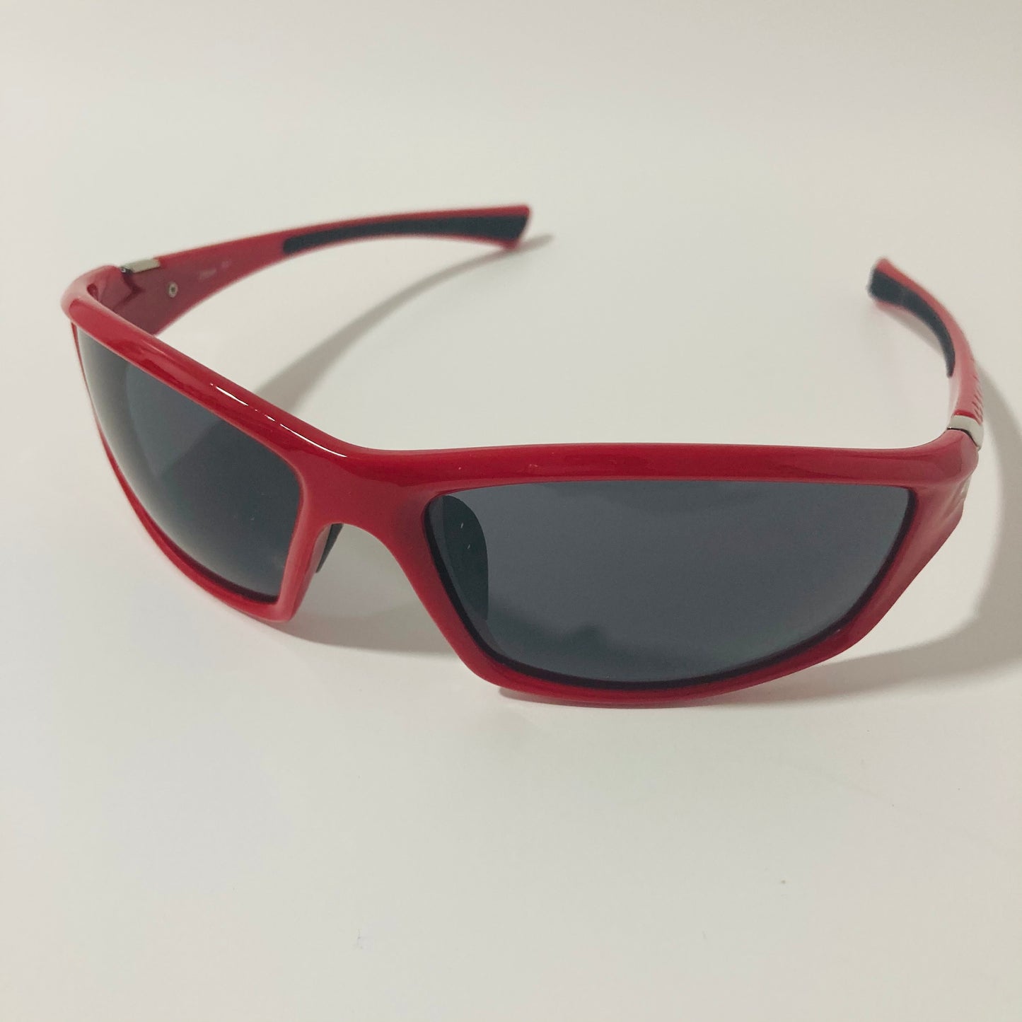 mens and womens red and black wrap around sunglasses