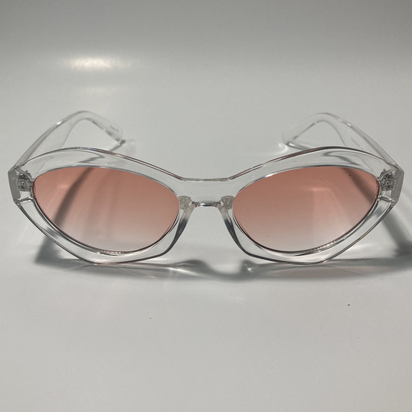 womens clear and pink cat eye sunglasses