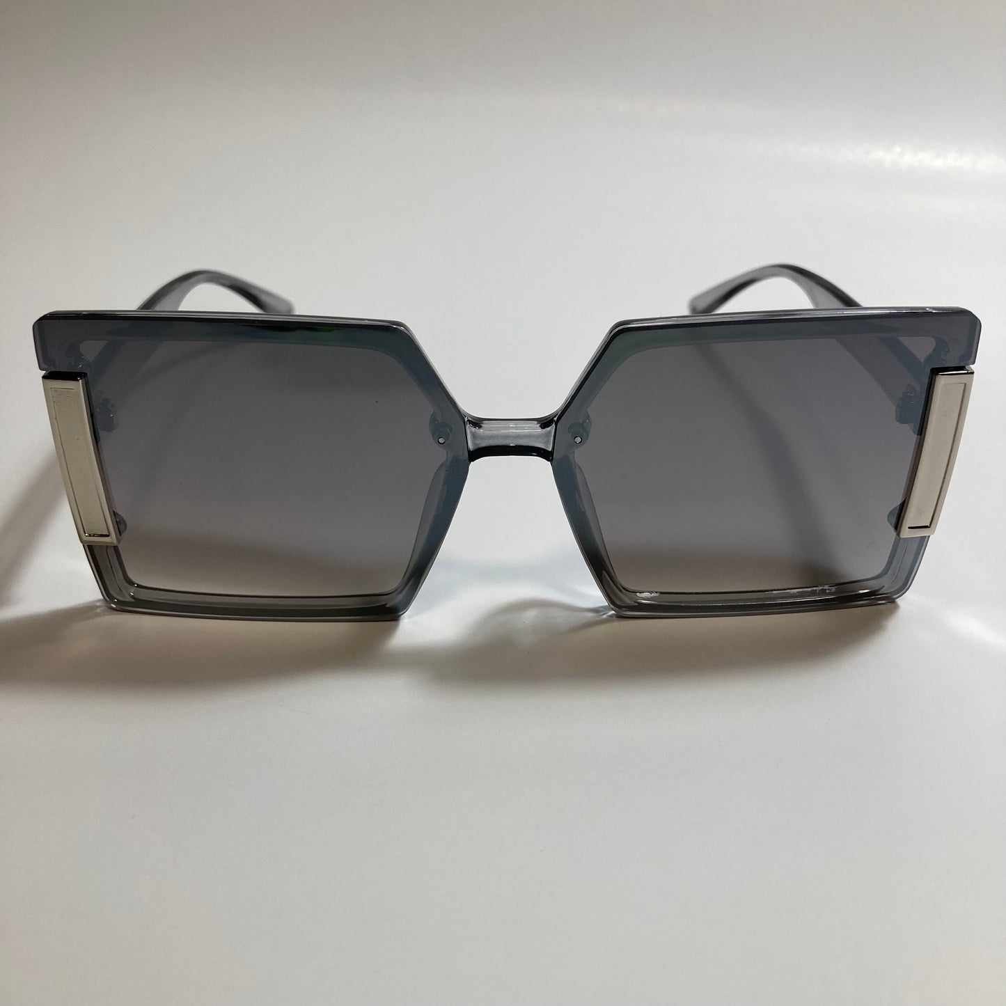 womens gray and silver oversize square sunglasses