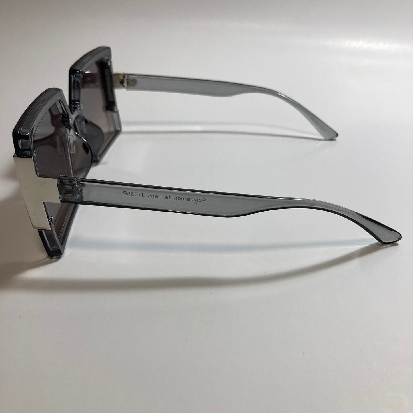 womens gray and silver oversize square sunglasses