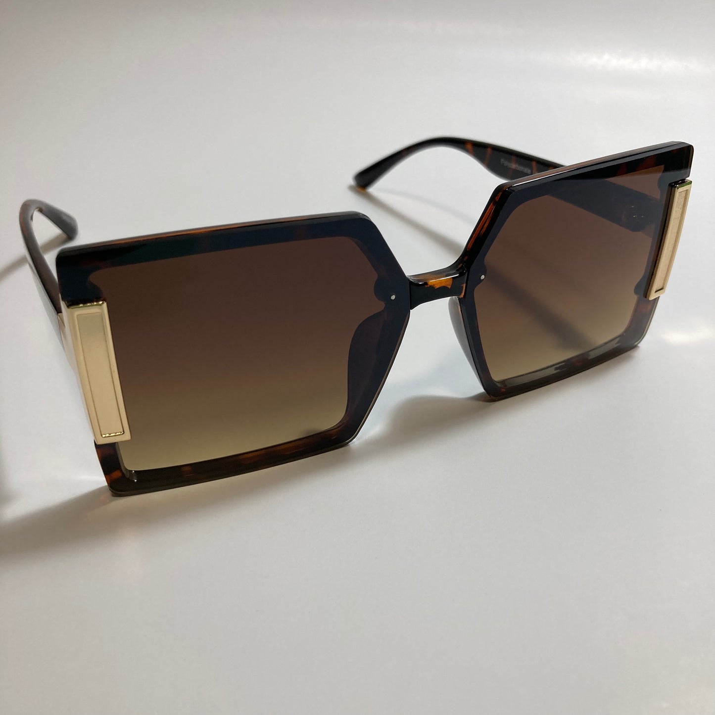 womens brown and gold oversize square sunglasses