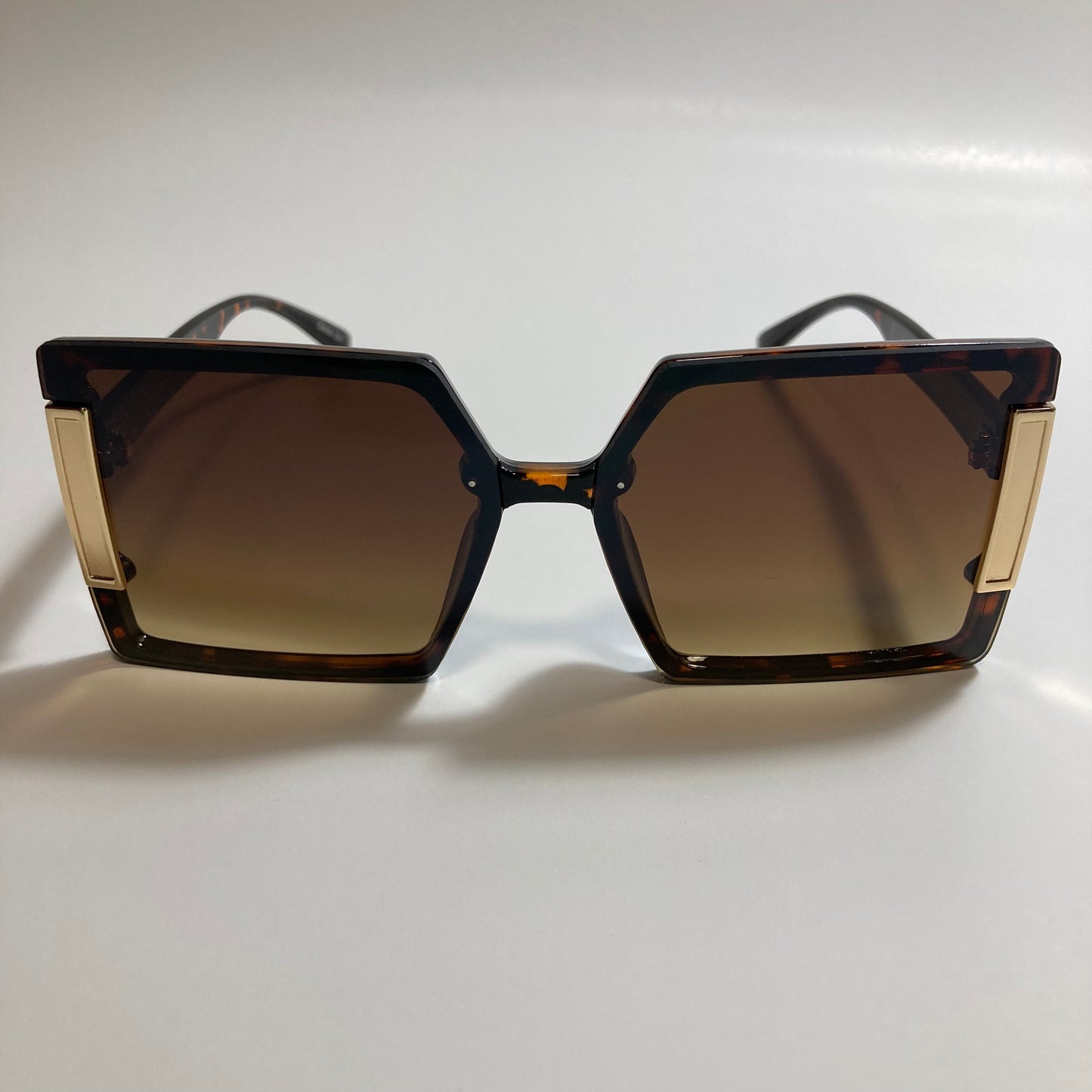 womens brown and gold oversize square sunglasses