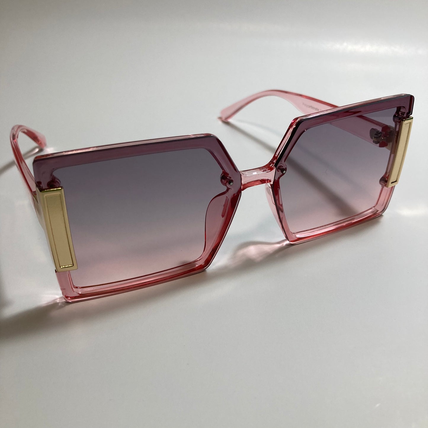 womens pink and gold oversize square sunglasses