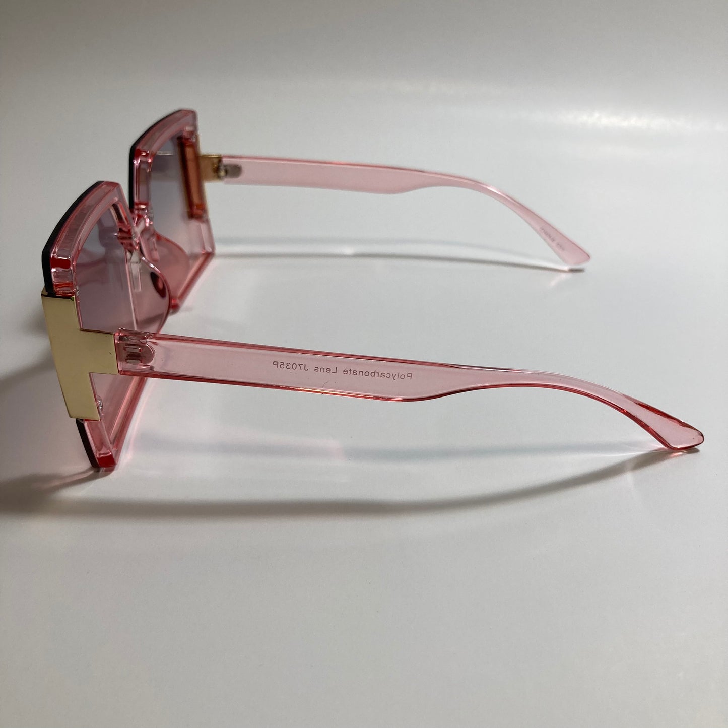 womens pink and gold oversize square sunglasses
