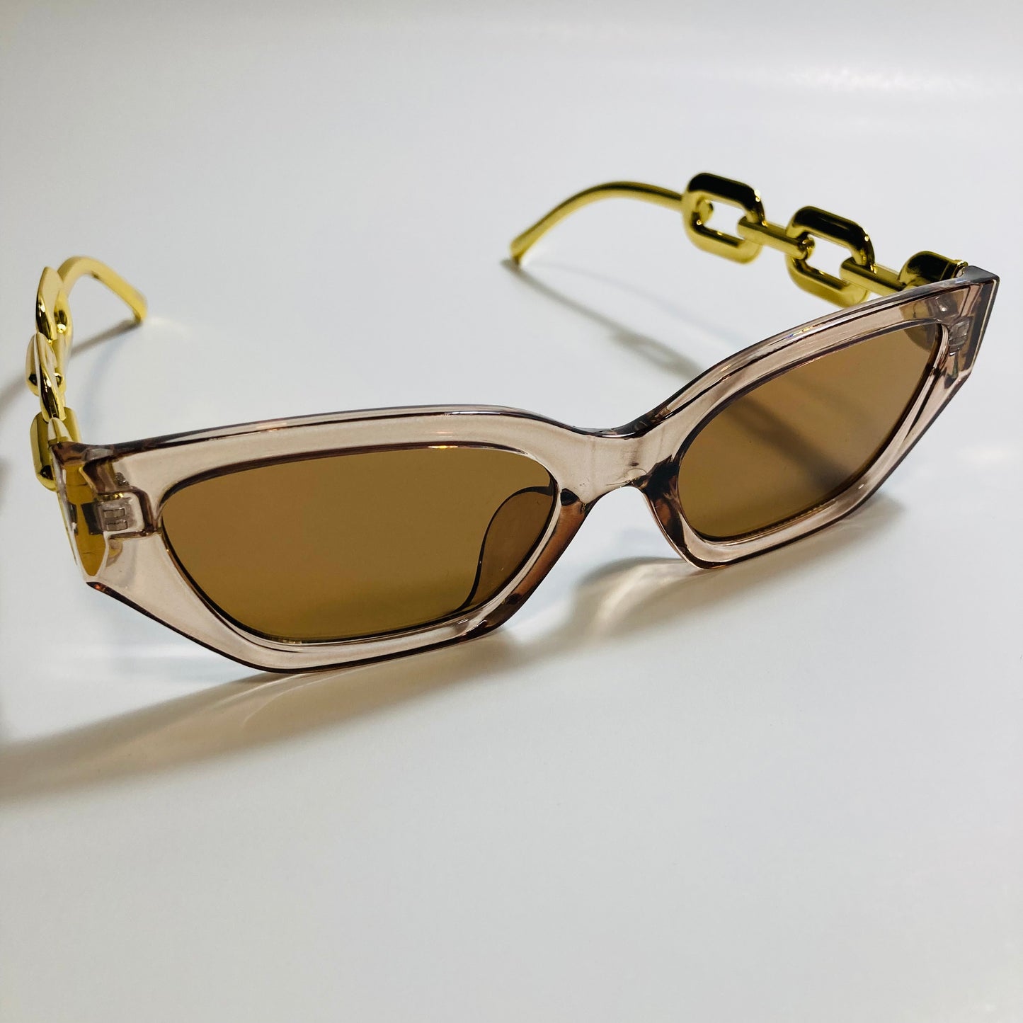 brown square womens sunglasses with gold arms