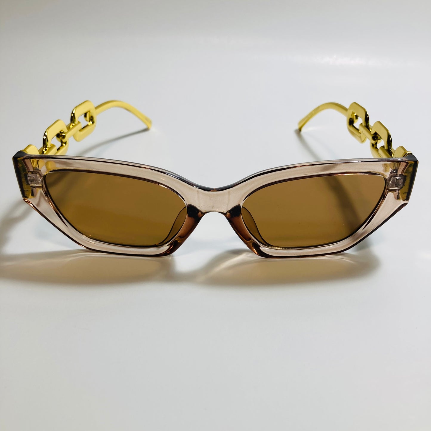 brown square womens sunglasses with gold arms