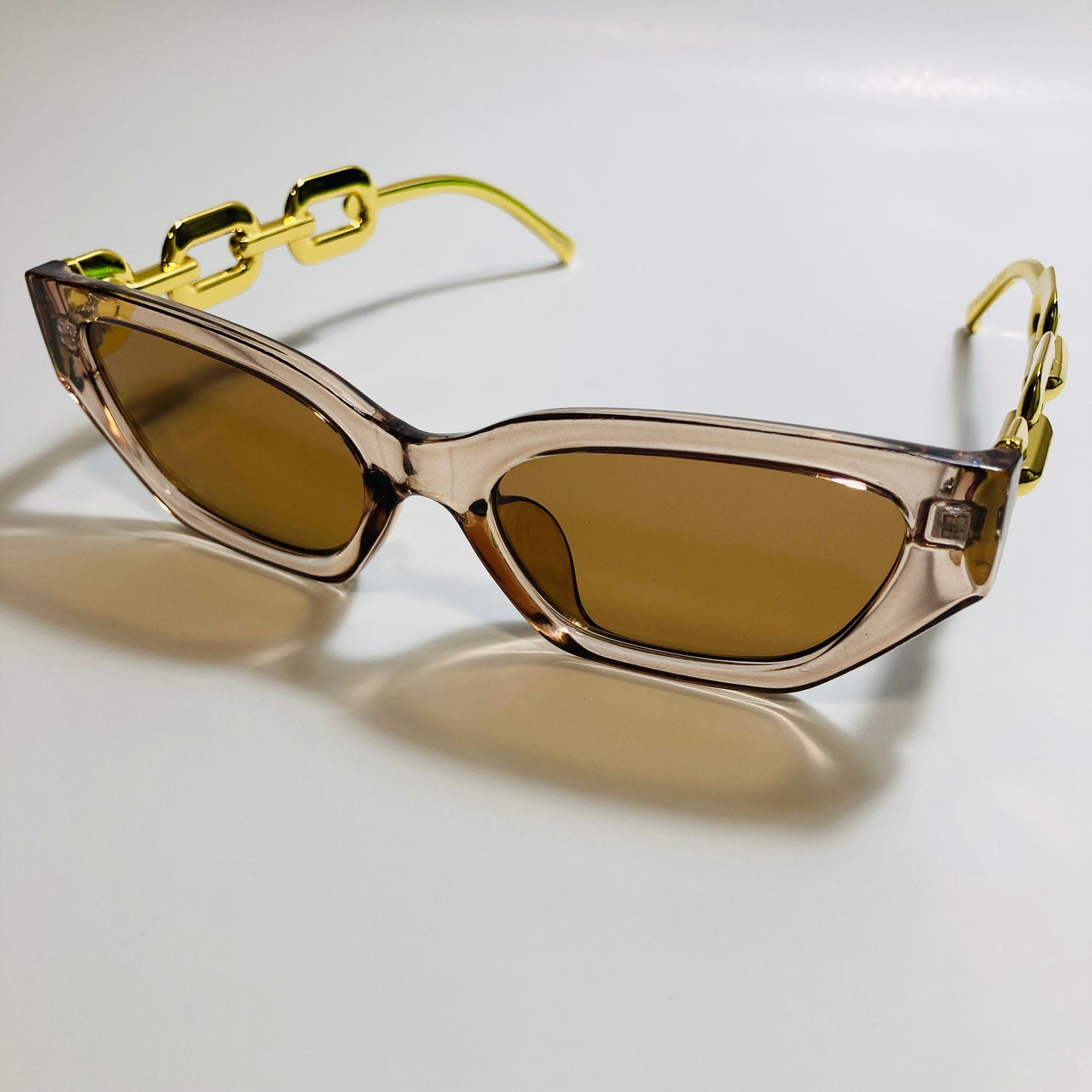 brown square womens sunglasses with gold arms