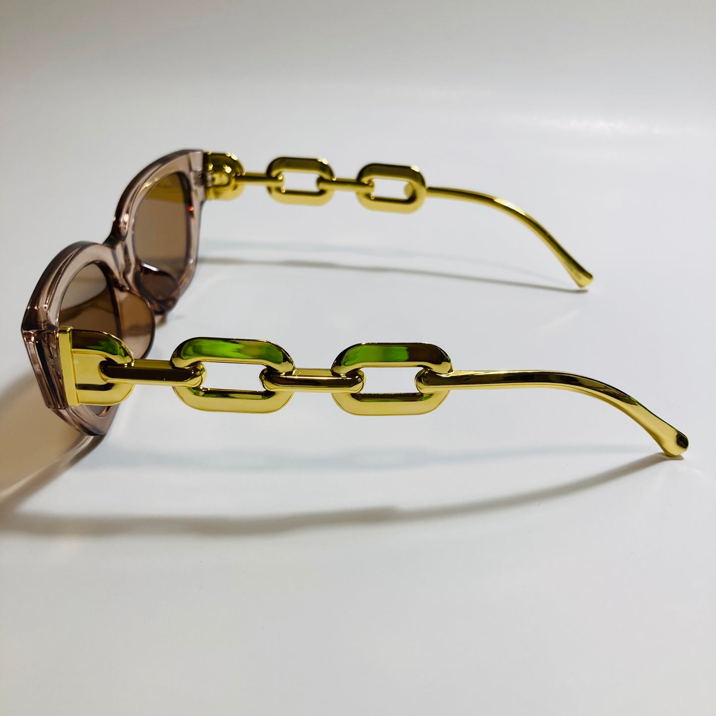 brown square womens sunglasses with gold arms
