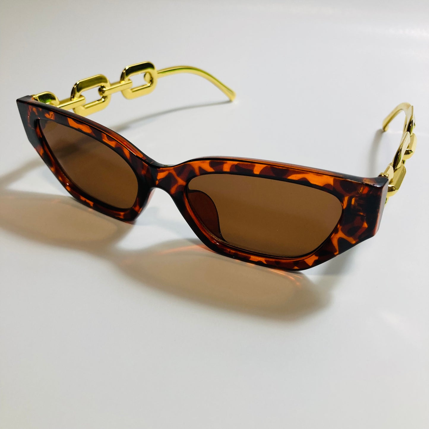 brown square womens sunglasses with gold arms