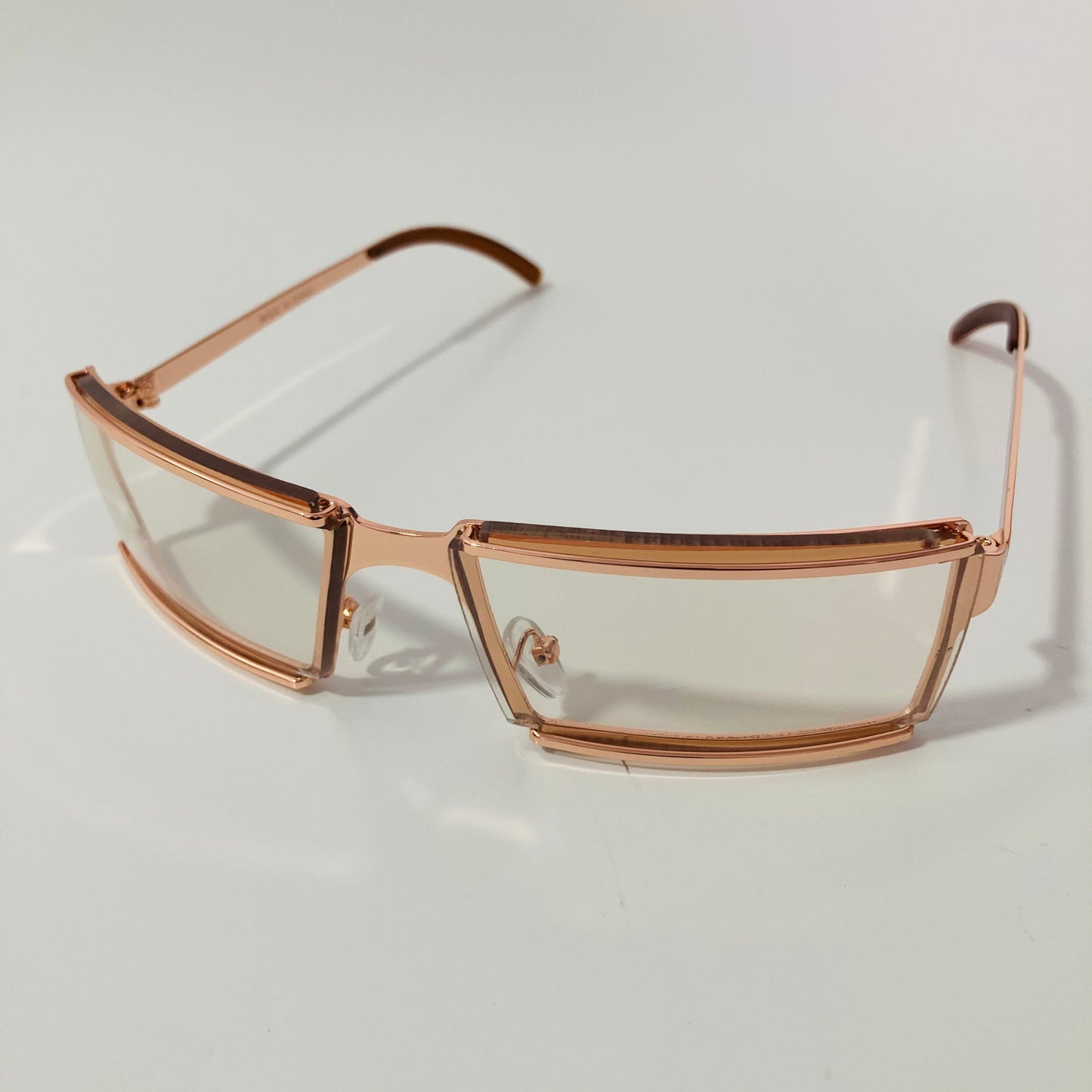mens and womens gold wrap sunglasses with clear lenses