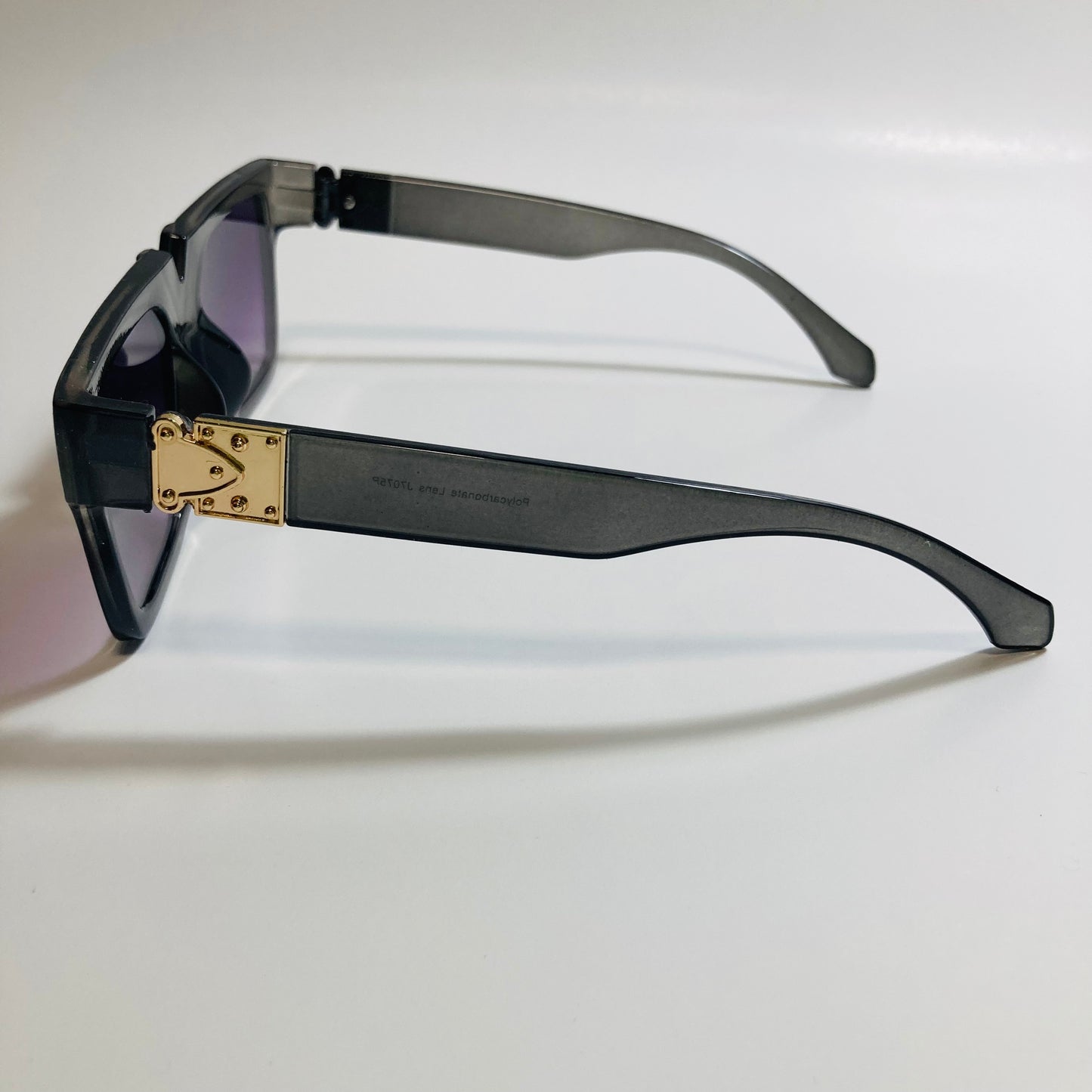 mens and womens gray and black square sunglasses
