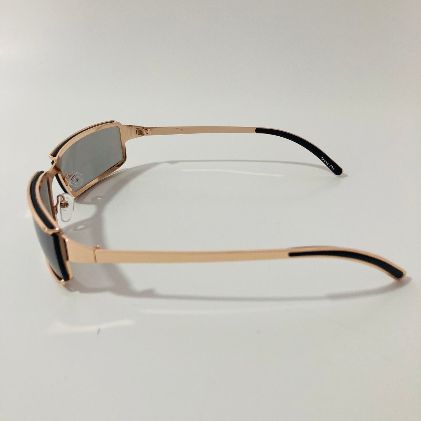 mens and womens gold wrap sunglasses with black lenses
