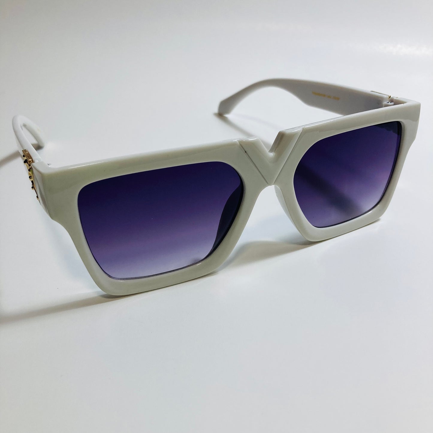 mens and womens white and black square sunglasses