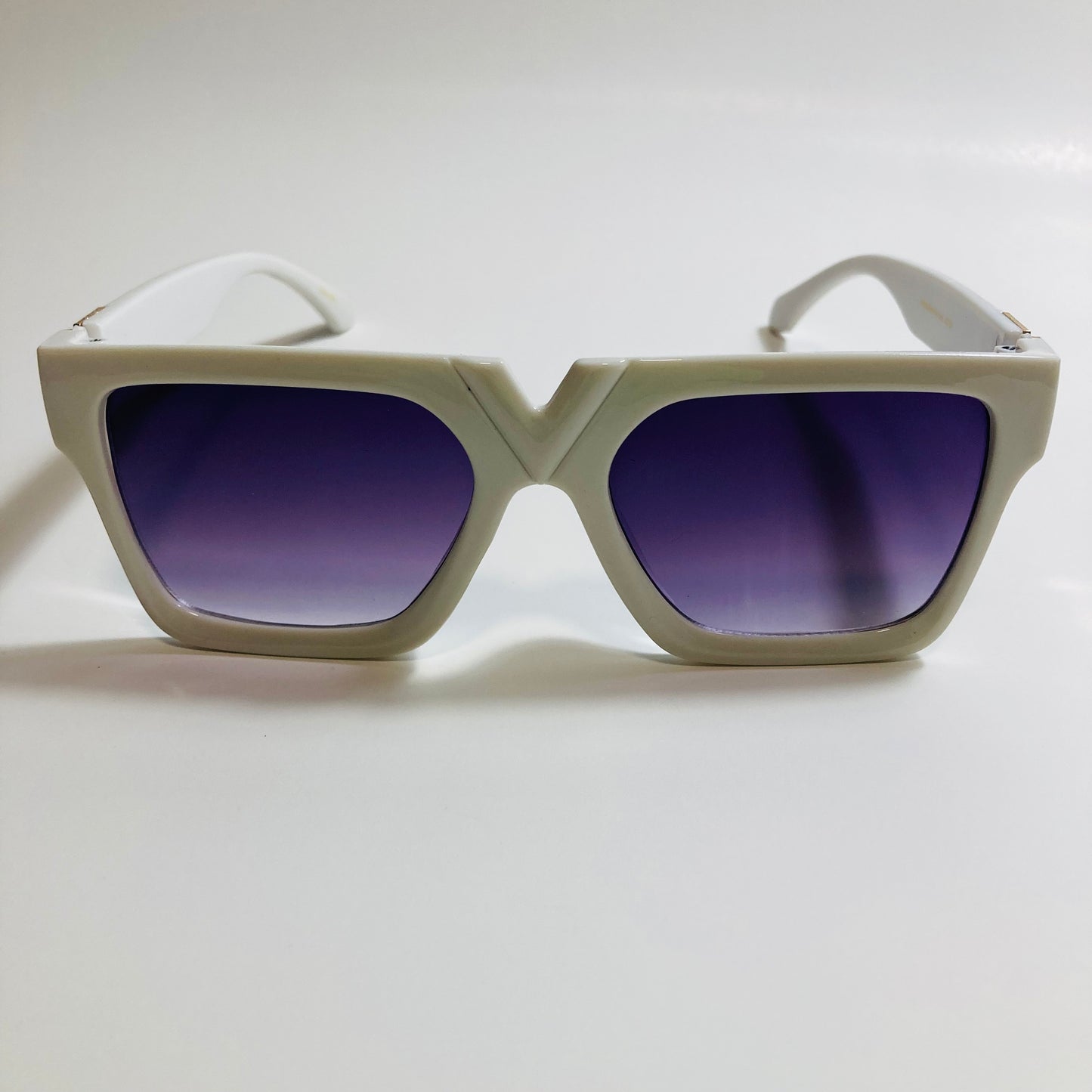 mens and womens white and black square sunglasses