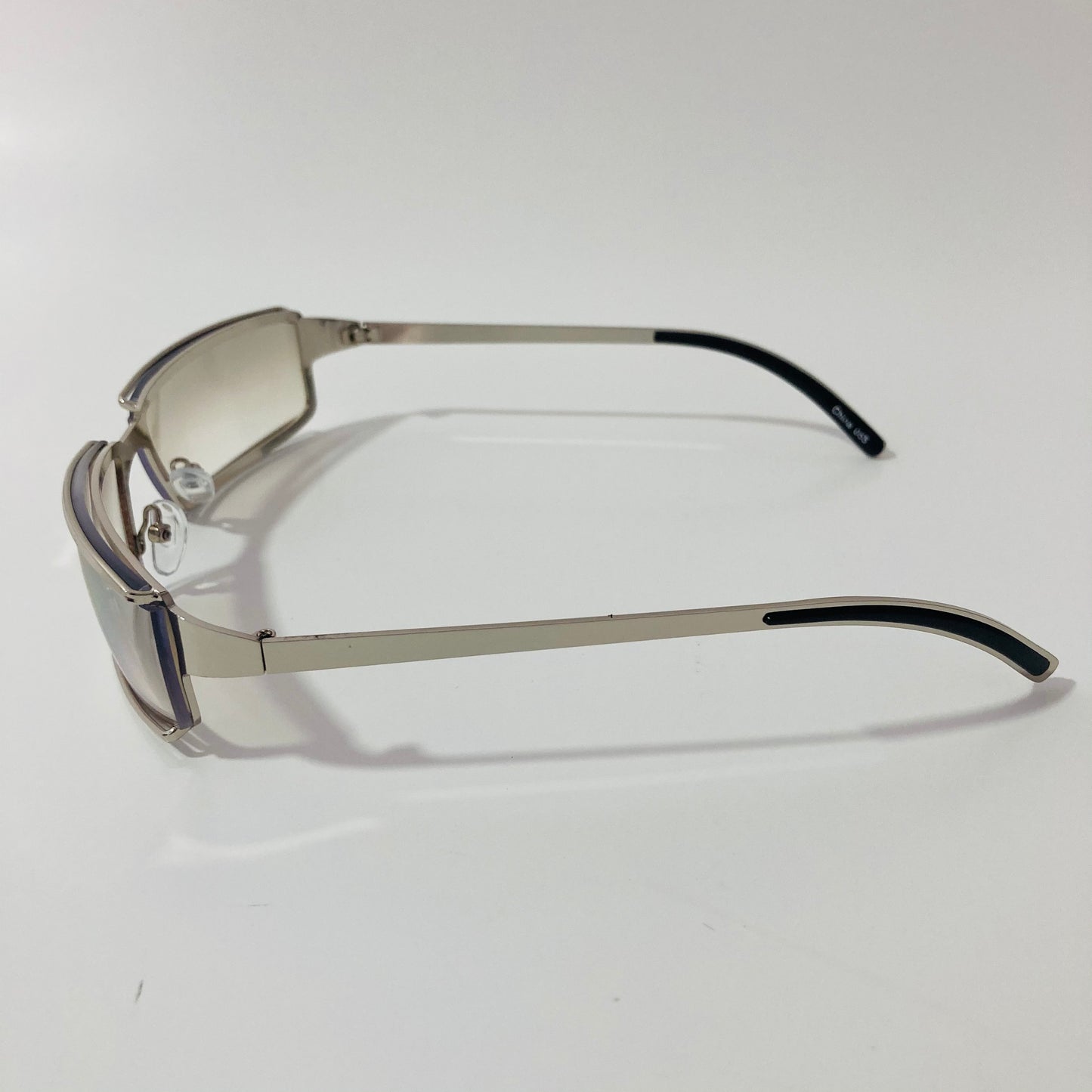 mens and womens silver wrap sunglasses with clear lenses
