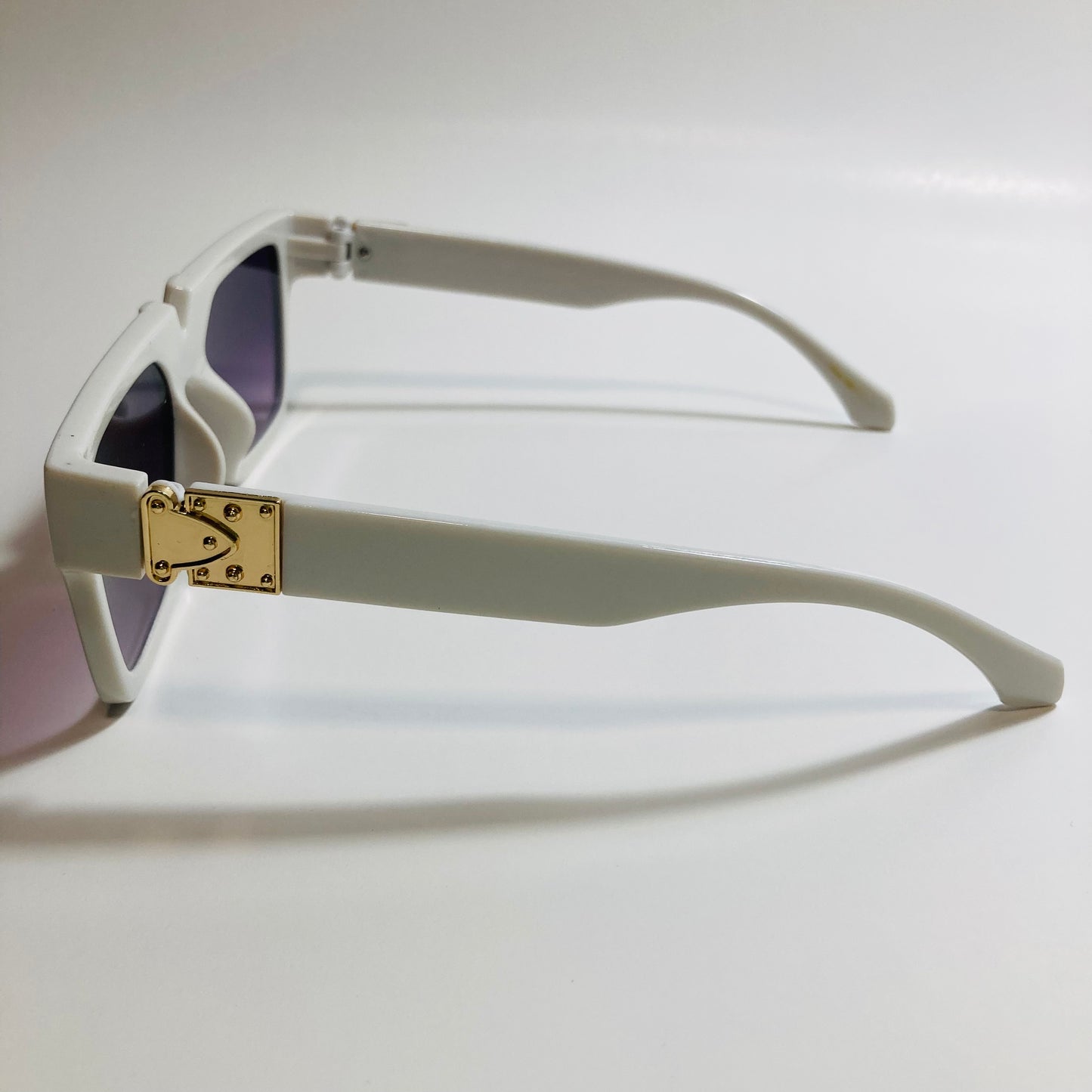 mens and womens white and black square sunglasses