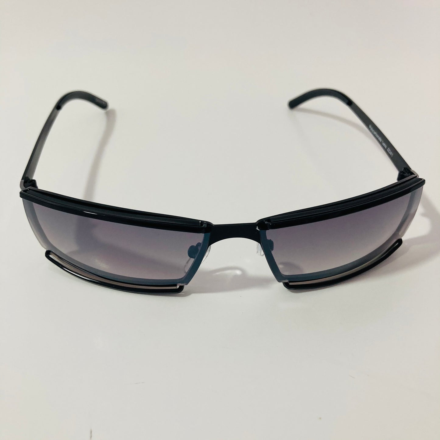 mens and womens black wrap sunglasses with black lenses