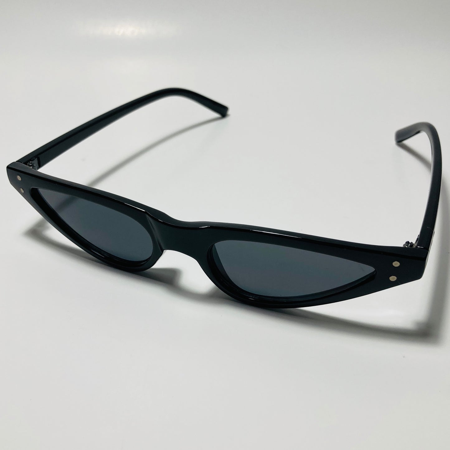 womens black skinny cat eye sunglasses