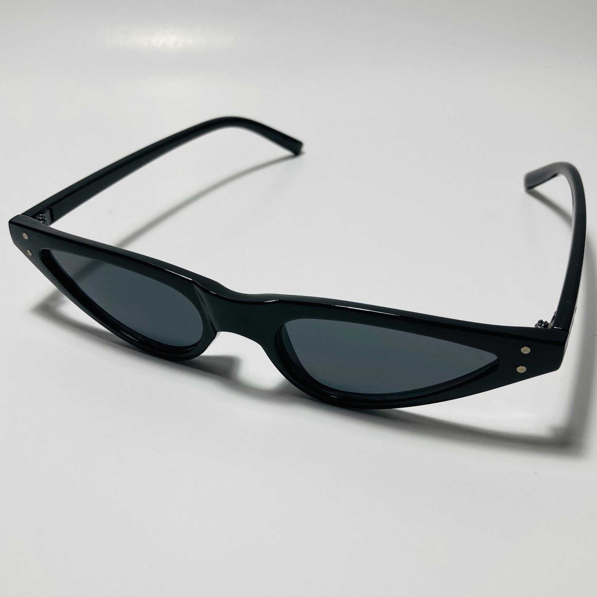 womens black skinny cat eye sunglasses