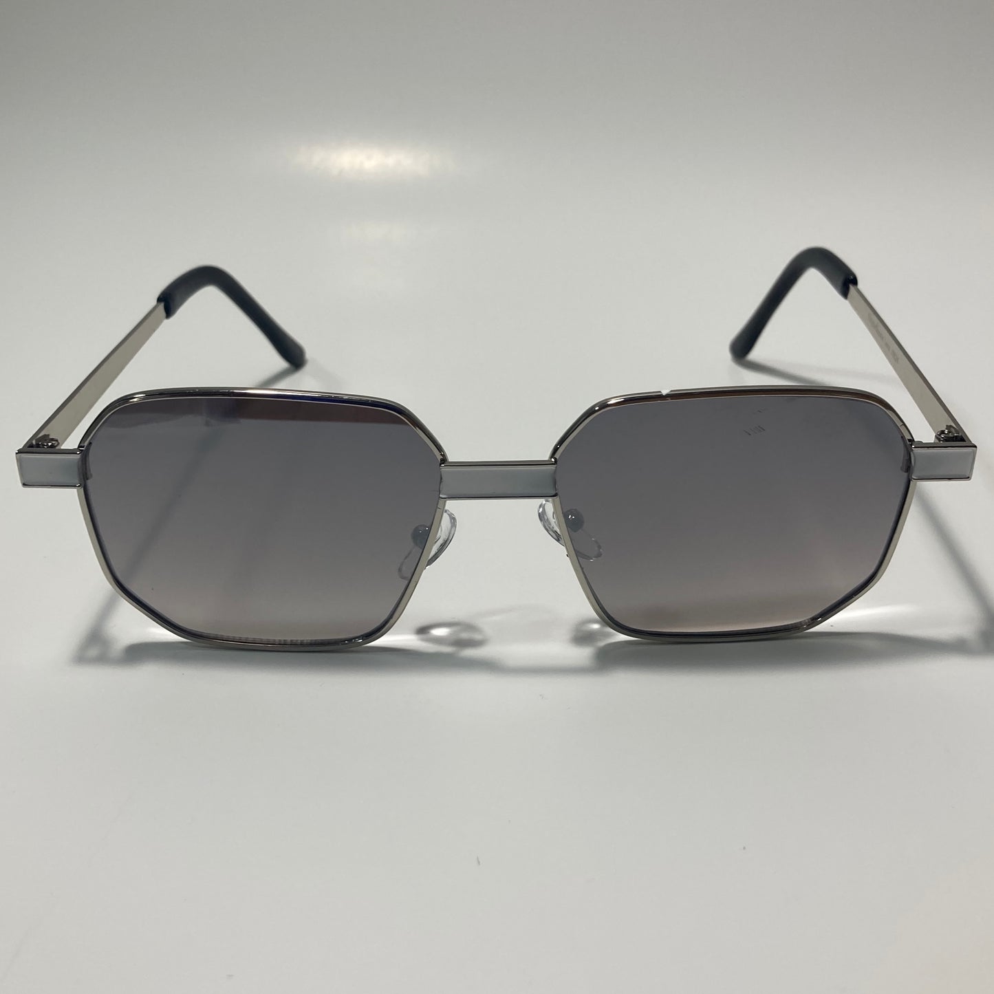 mens and womens silver and gray square sunglasses