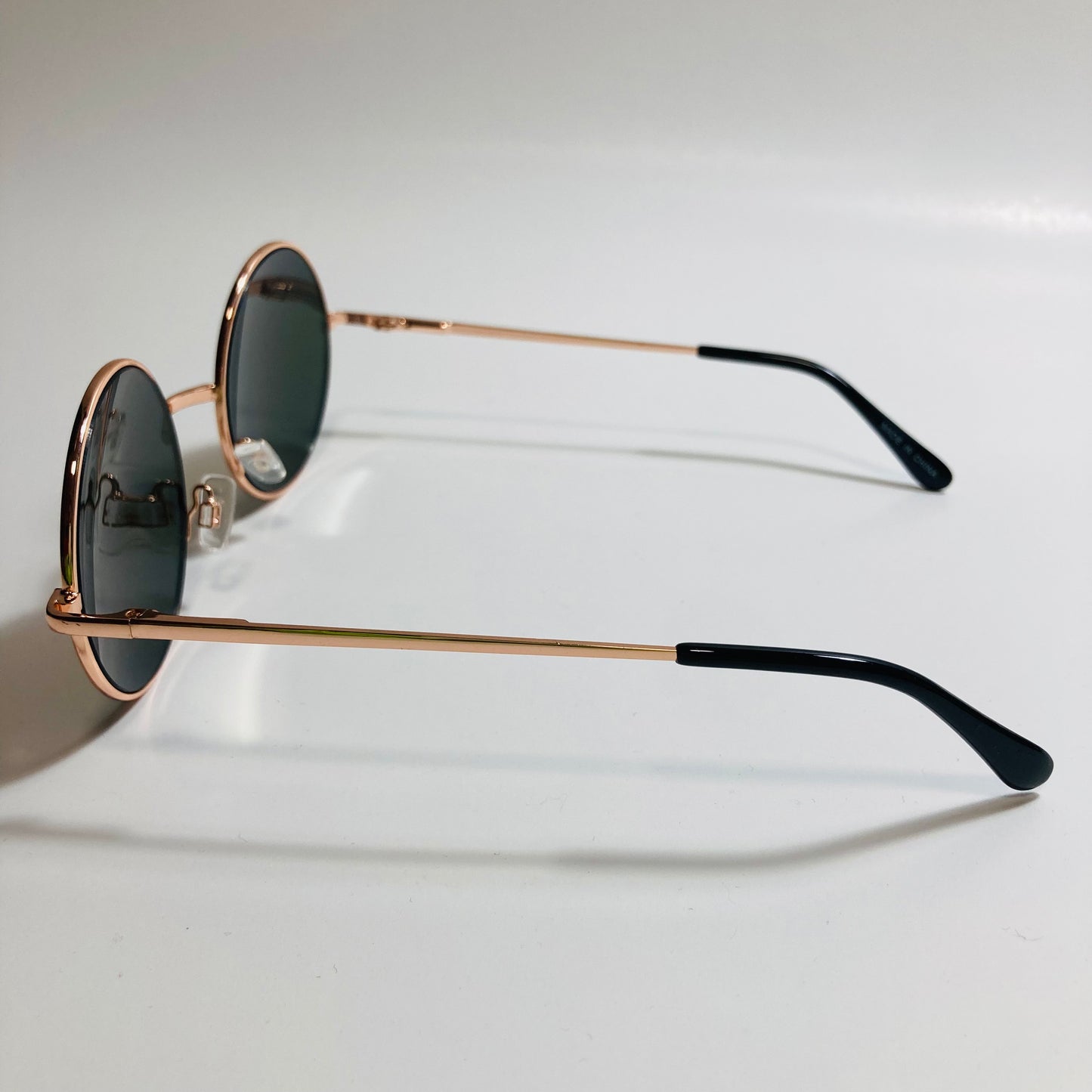 mens and womens gold and orange mirrored round sunglasses