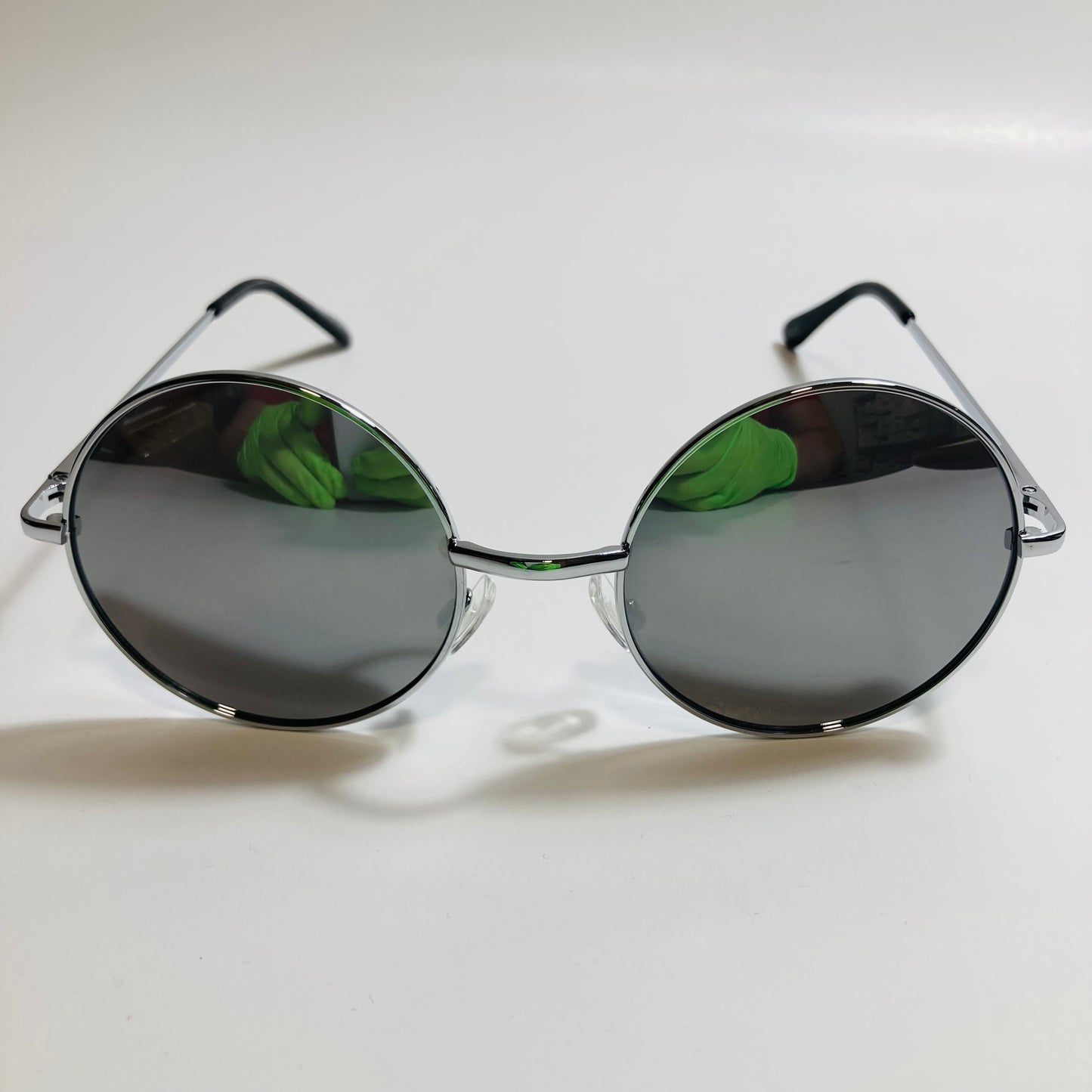 mens and womens silver mirrored round sunglasses