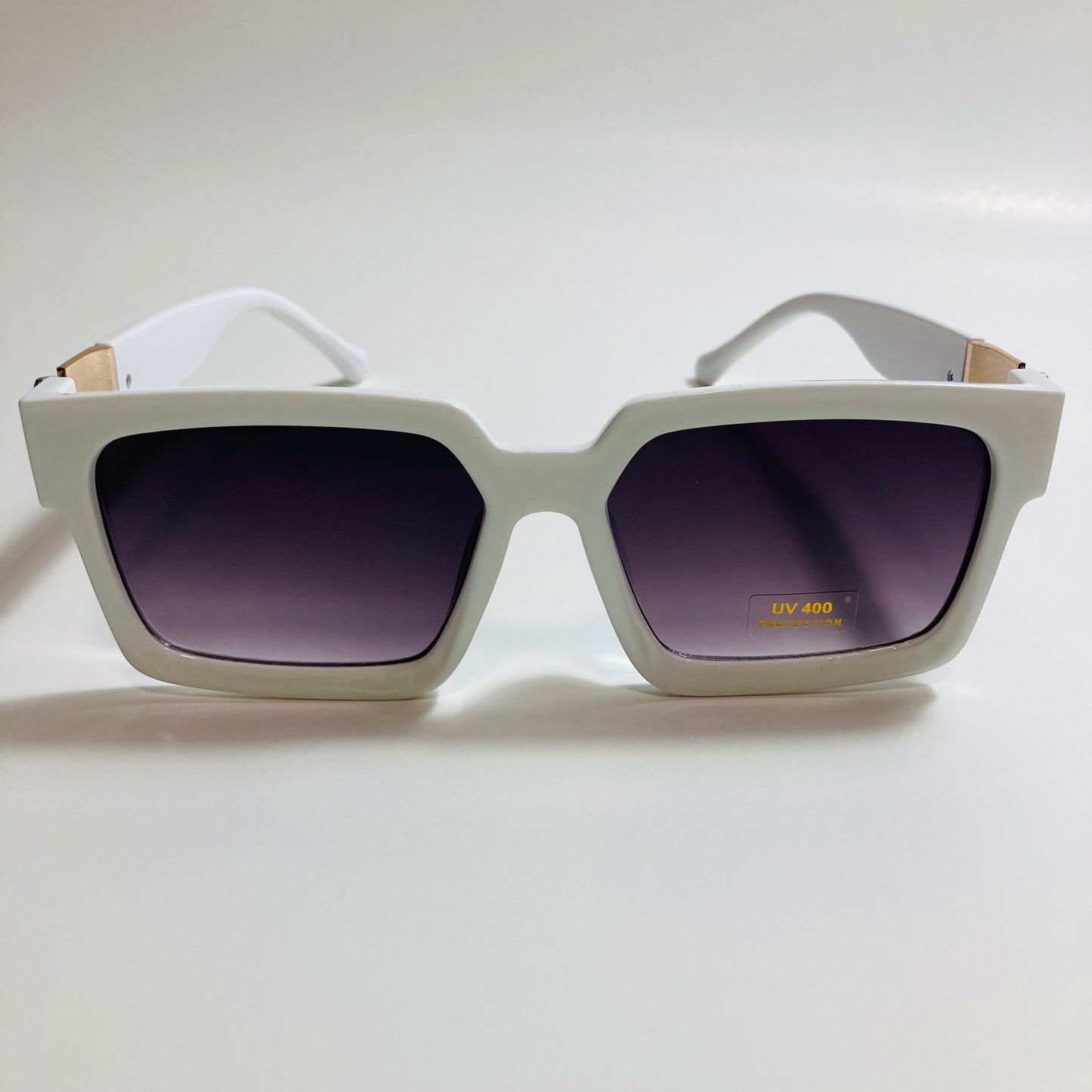 mens and womens white black and gold square sunglasses