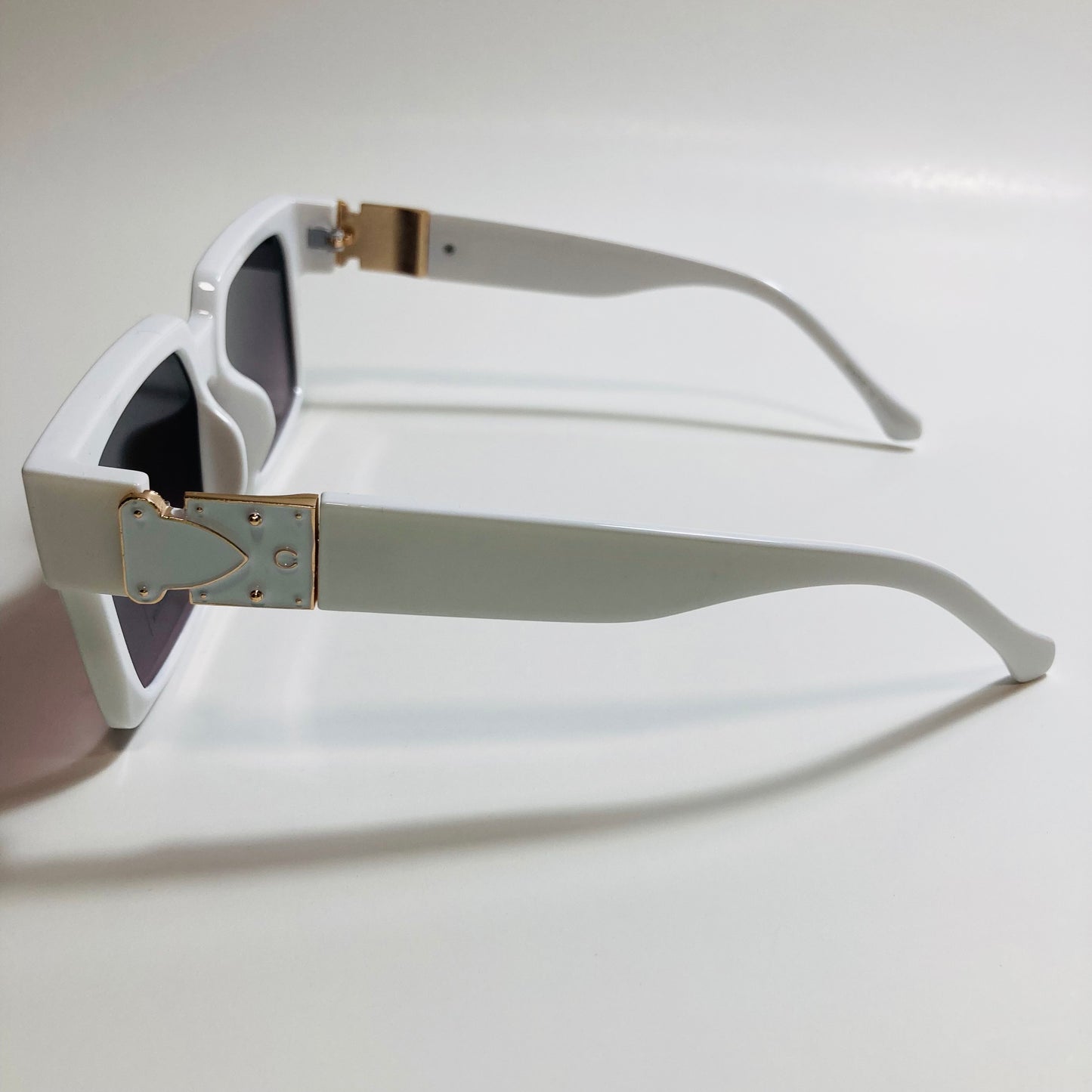 mens and womens white black and gold square sunglasses