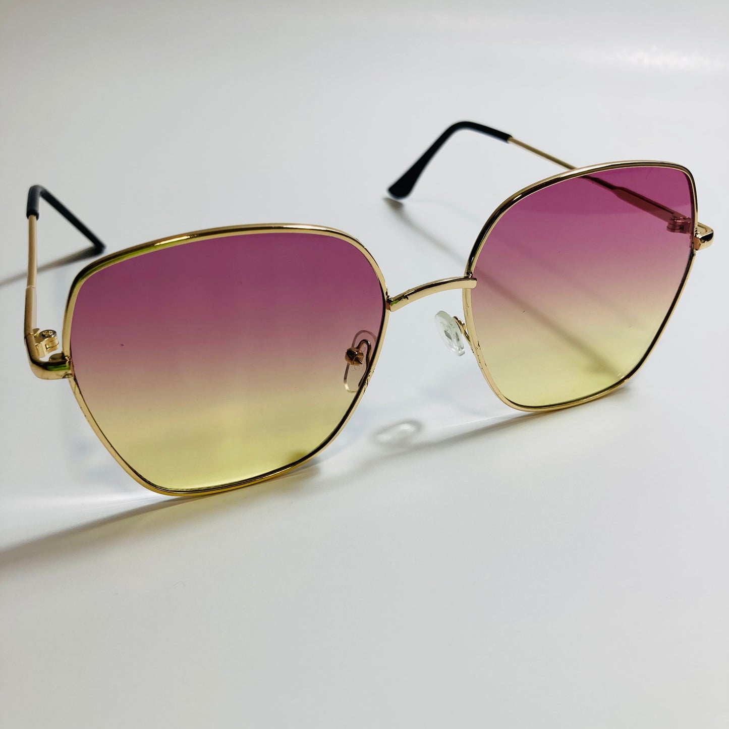 womens purple and yellow oversize sunglasses